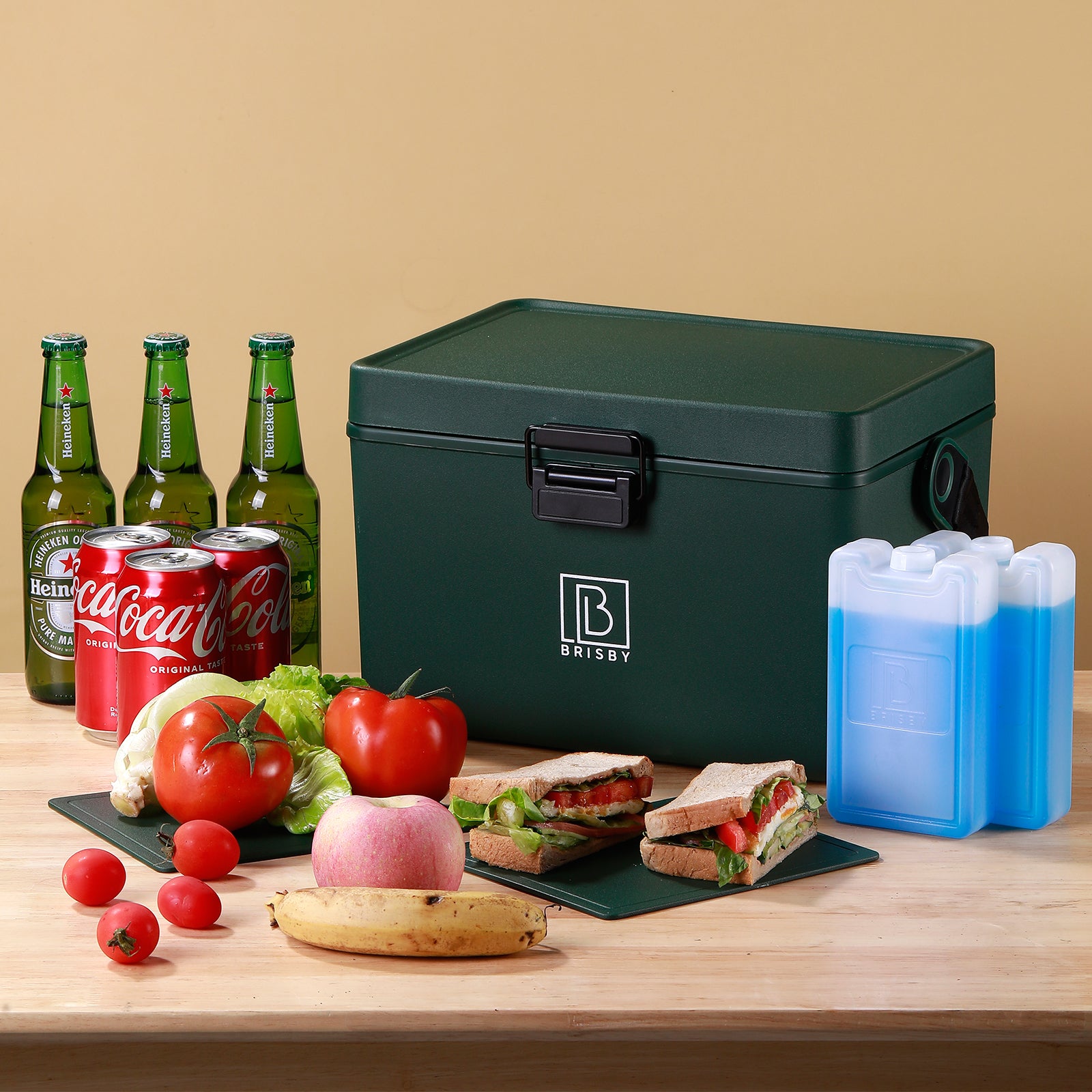 Koelbox 12L met draagband groen - Dividers - snijplanken - tot maximaal 40 uur isolatie - incl. 2 koelelementen van 200ml