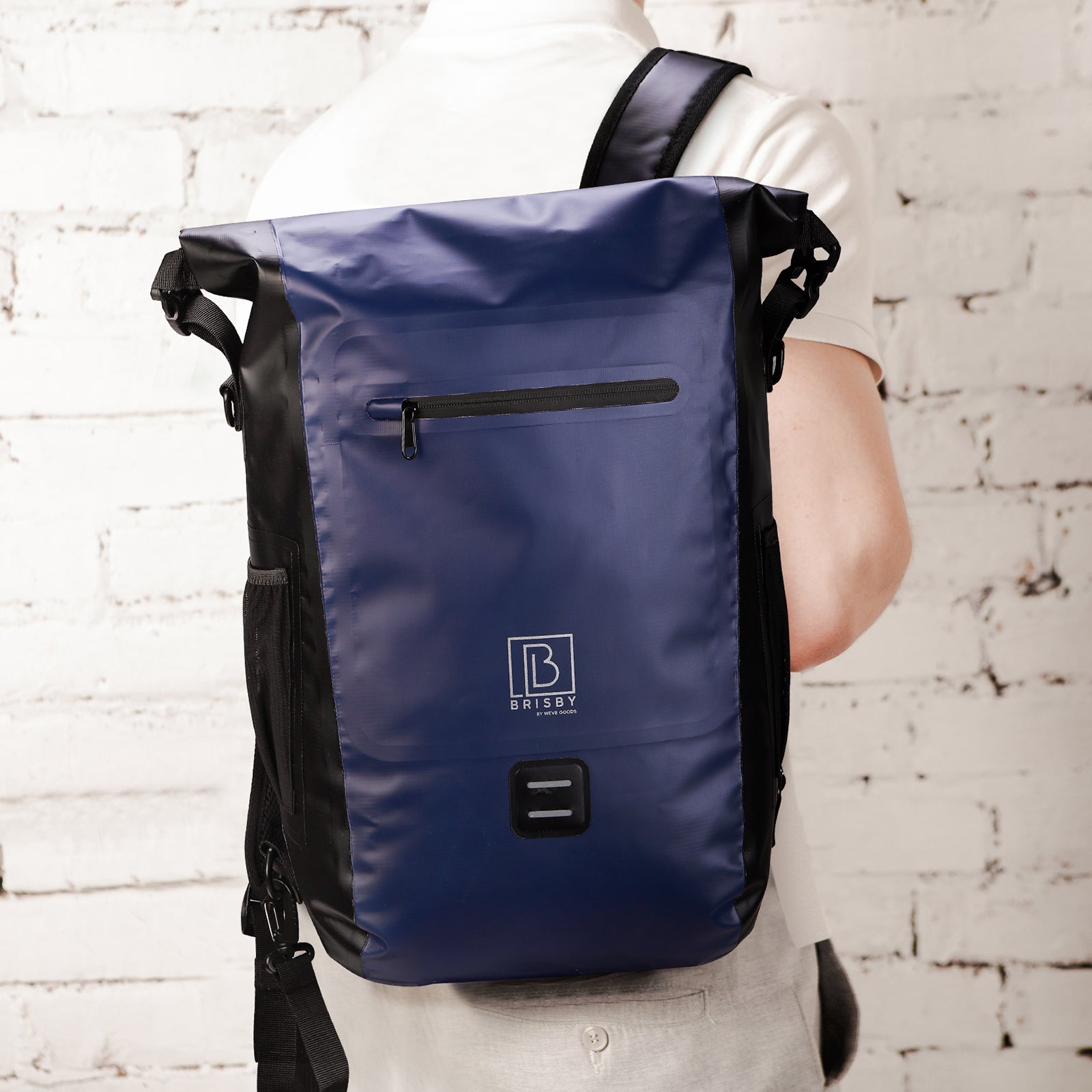 3 in 1 waterproof rolltop bicycle bag set 40-52L blue - reflective - high visibility - bicycle bag - backpack - shoulder bag