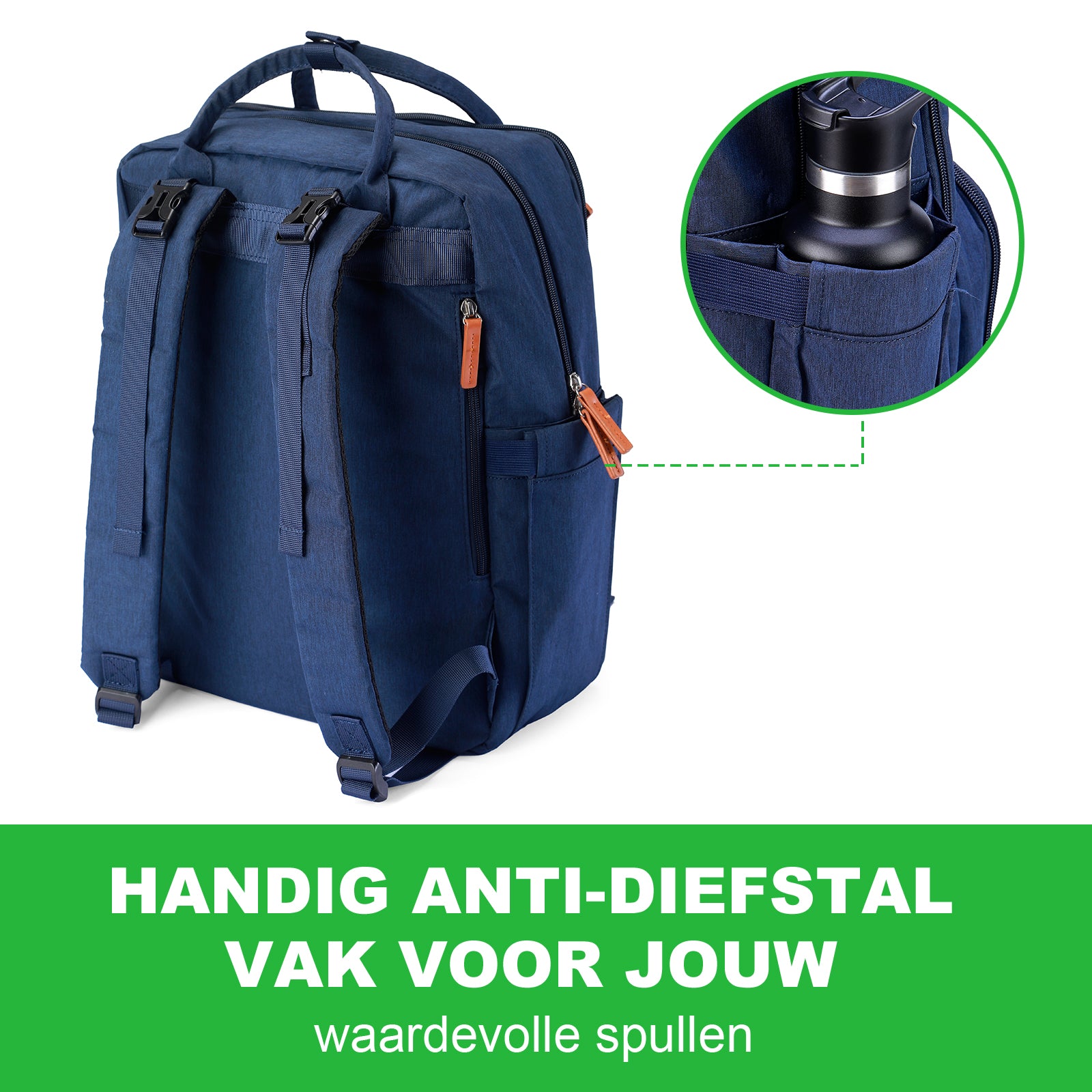 Original slijtvaste luiertas blauw - Verzorgingstas - incl. buggymontage en verschoningsmat