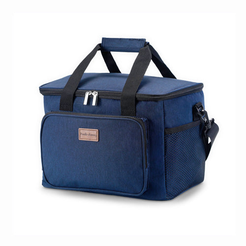 Cooler bag 15L dark blue - lunch bag - 4-layer insulated - foldable - incl. 2 free cooling elements and carrying strap