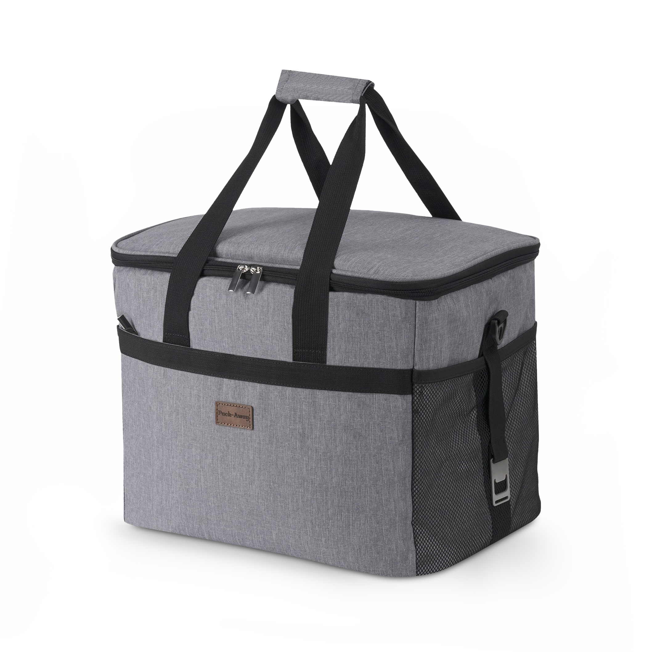 Cooler bag 40L grey - lunch bag - foldable - 4-layer insulated - incl. 6 free cooling elements and carrying strap