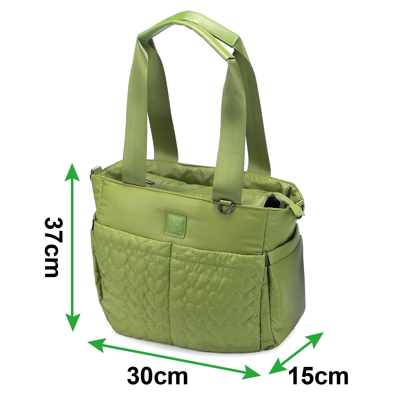 Florence diaper bag 17L green - shoulder bag, care bag - hard-wearing - incl. cool bag, changing mat and stroller hooks - nylon