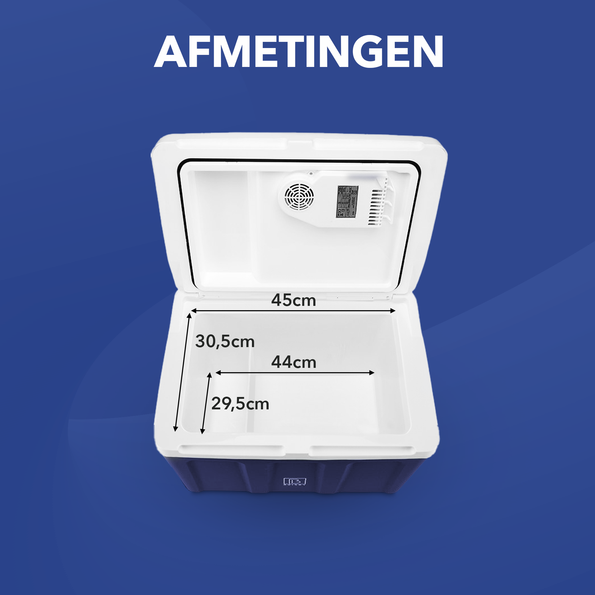 Elektrische koelbox 40L blauw SET - Incl. 8L passieve koelbox - incl. divider en koelelementen - AC/DC 12V, 220/230V