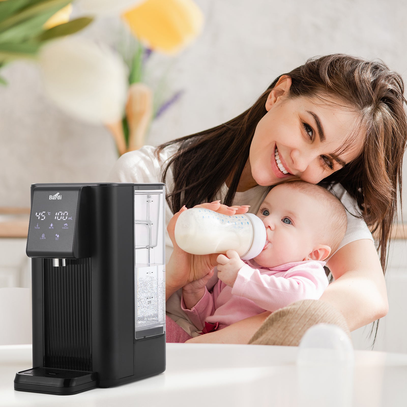 Bardi Heetwaterdispenser 2,6L zwart met STRIX filter - incl. thermoscup + onderzetter