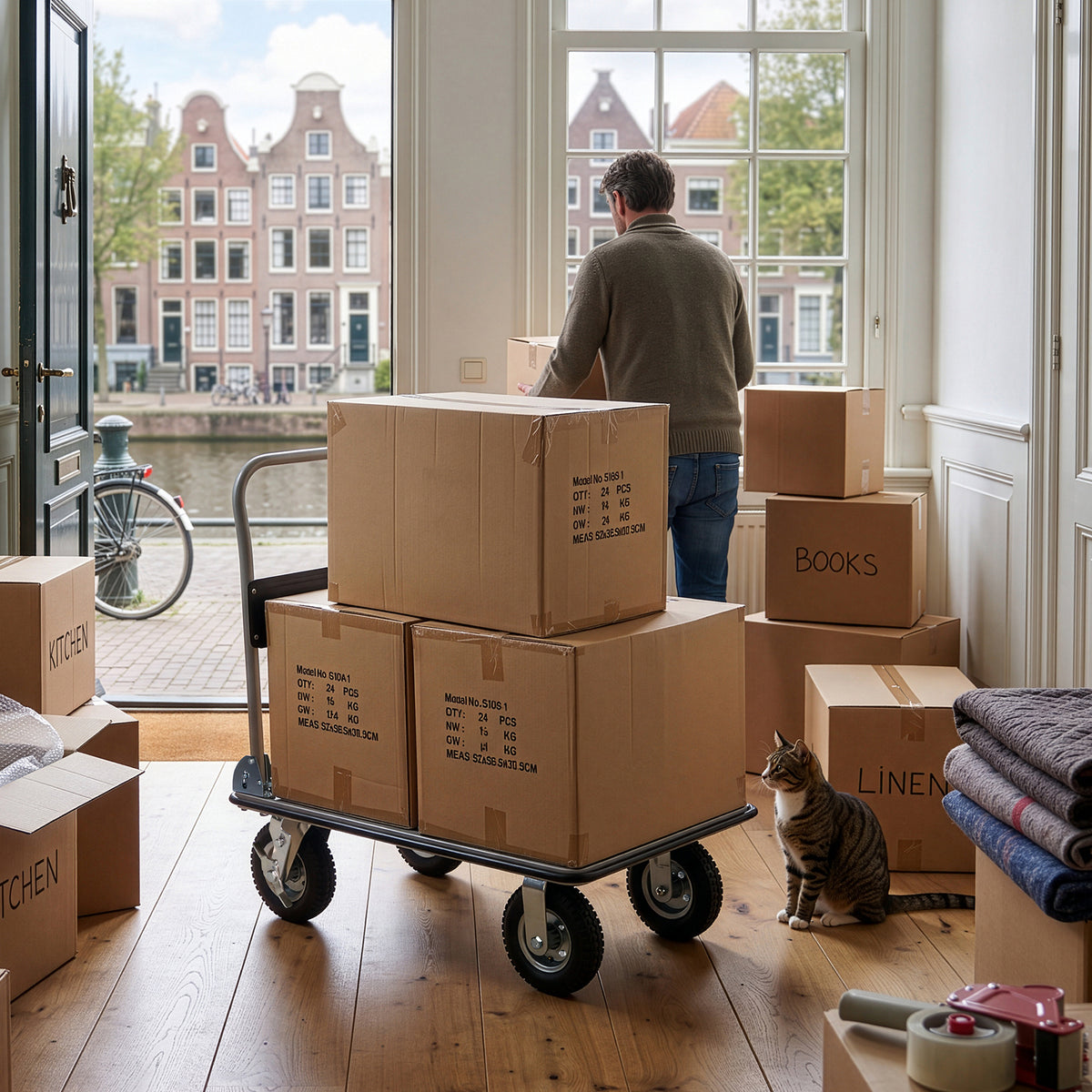 Packaway Professionele Opvouwbare Transportwagen 350 kg – Transportkar met Rubberen Luchtbanden – Rem – Antislip Laadplateau