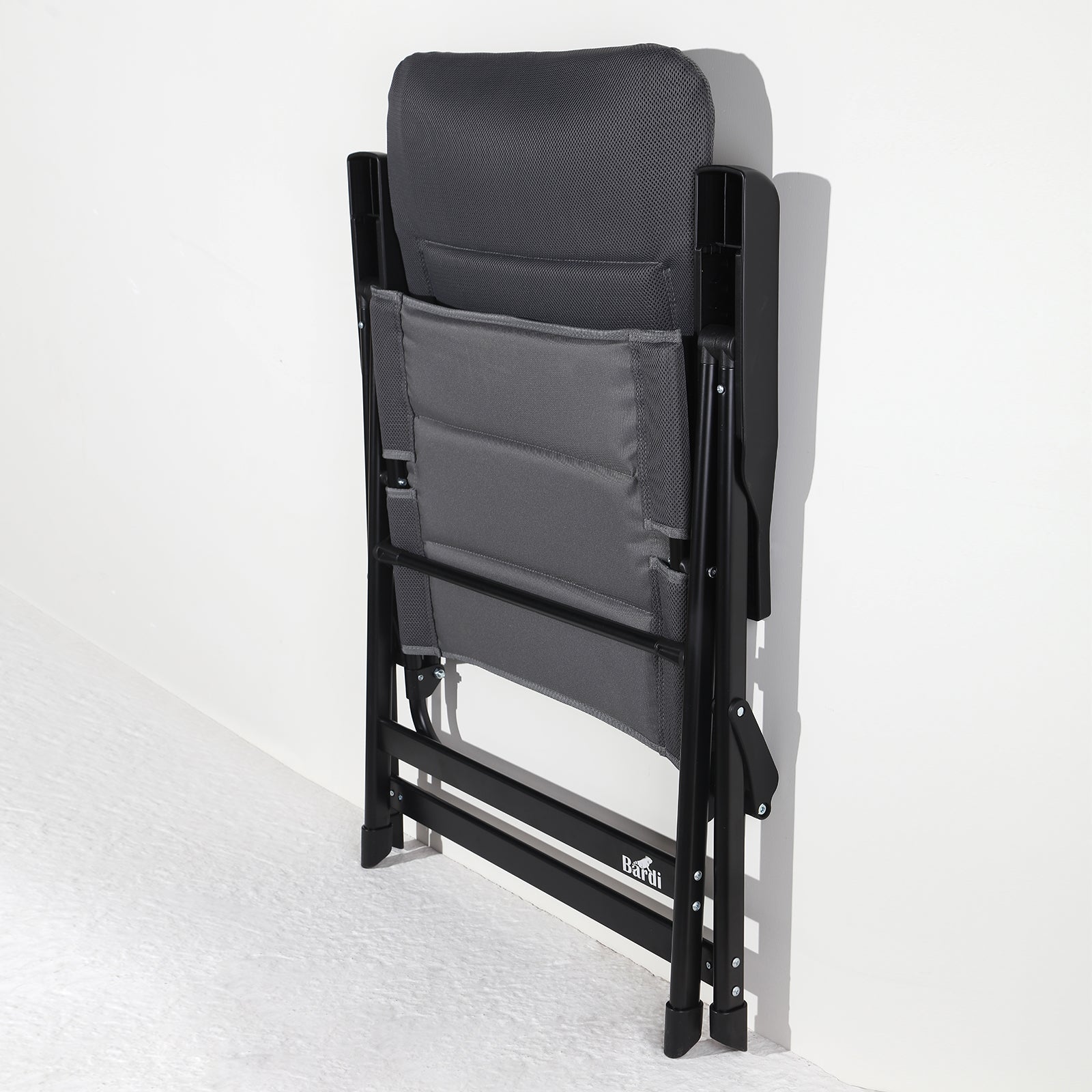 4-delige luxe campingstoelen set - 7 standen - 120 kg draagvermogen - lichtgewicht - grijs
