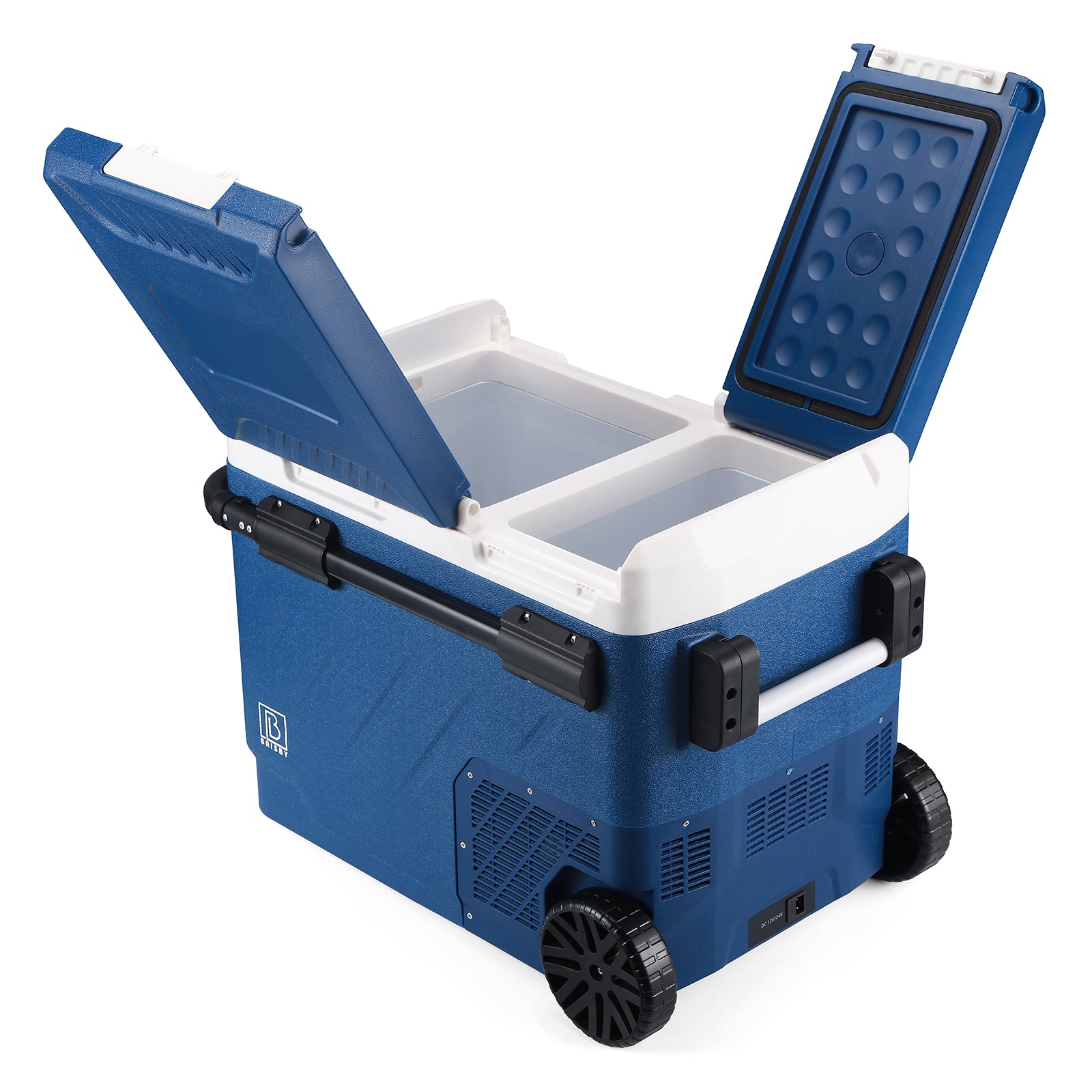 Compressor koelbox 49,1L en 8L koelbox blauw SET - Dual zone - koelen en vriezen - 12V en 230V - verrijdbaar - incl. 2x 1,2L thermosbekers