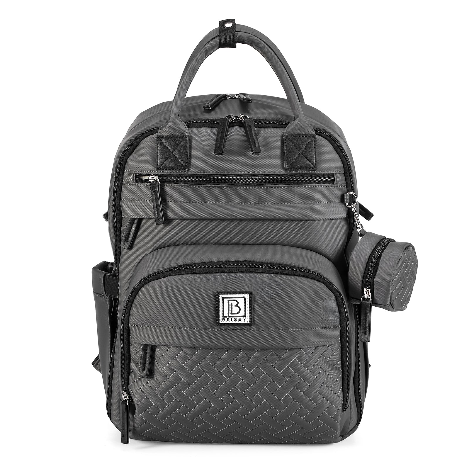 Premium luiertas donkergrijs - uitgebreide en functionele verzorgingstas - met buggymontage - anti diefstal vakken - reistrolley sleeve - incl. verschoonmatje en speenhouder - levenslange garantie