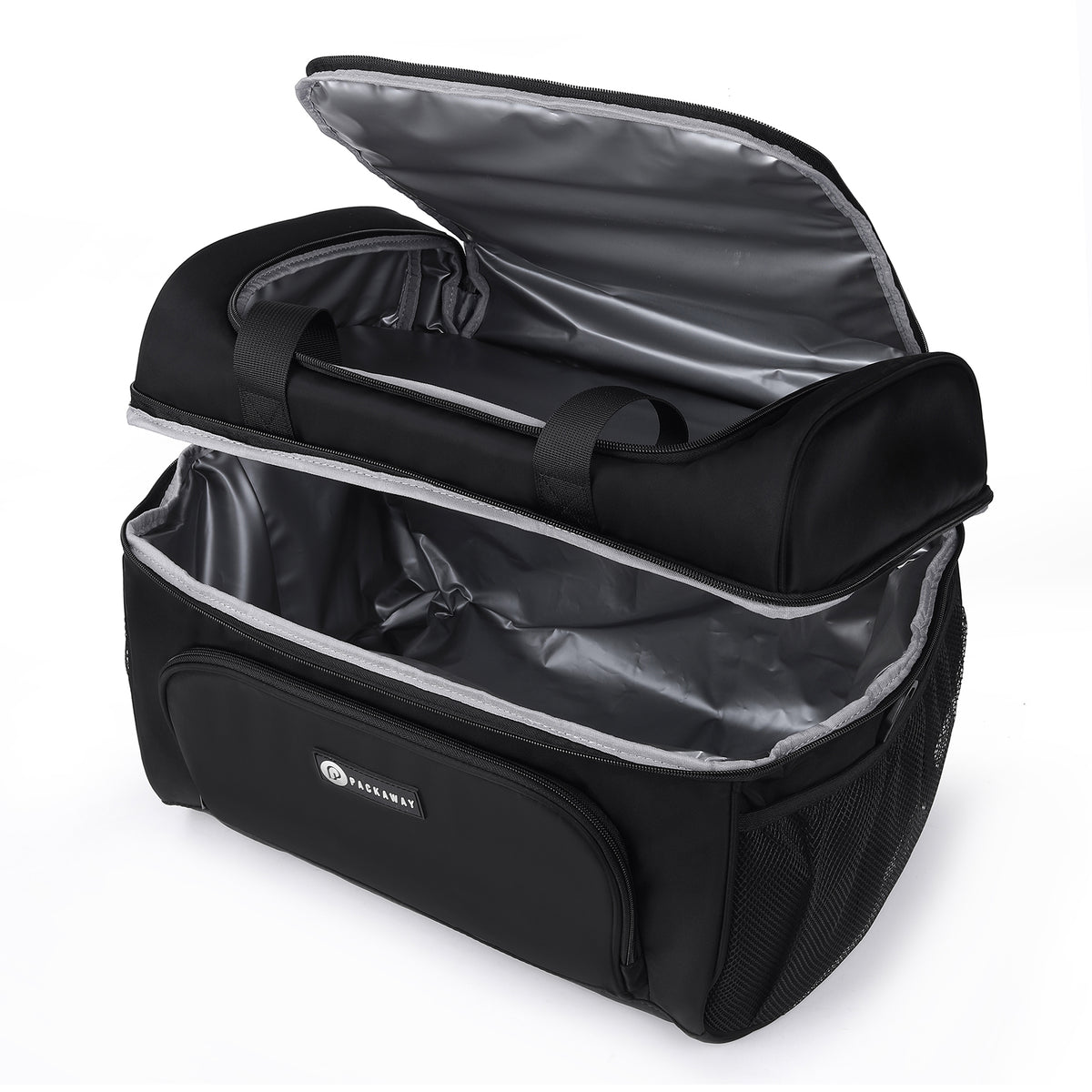 Packaway Koeltas 30L - Lunchtas - Inclusief 4 Koelelementen - Dubbel Compartiment - 4-Laags Geïsoleerd - Waterafstotend - Signature Black