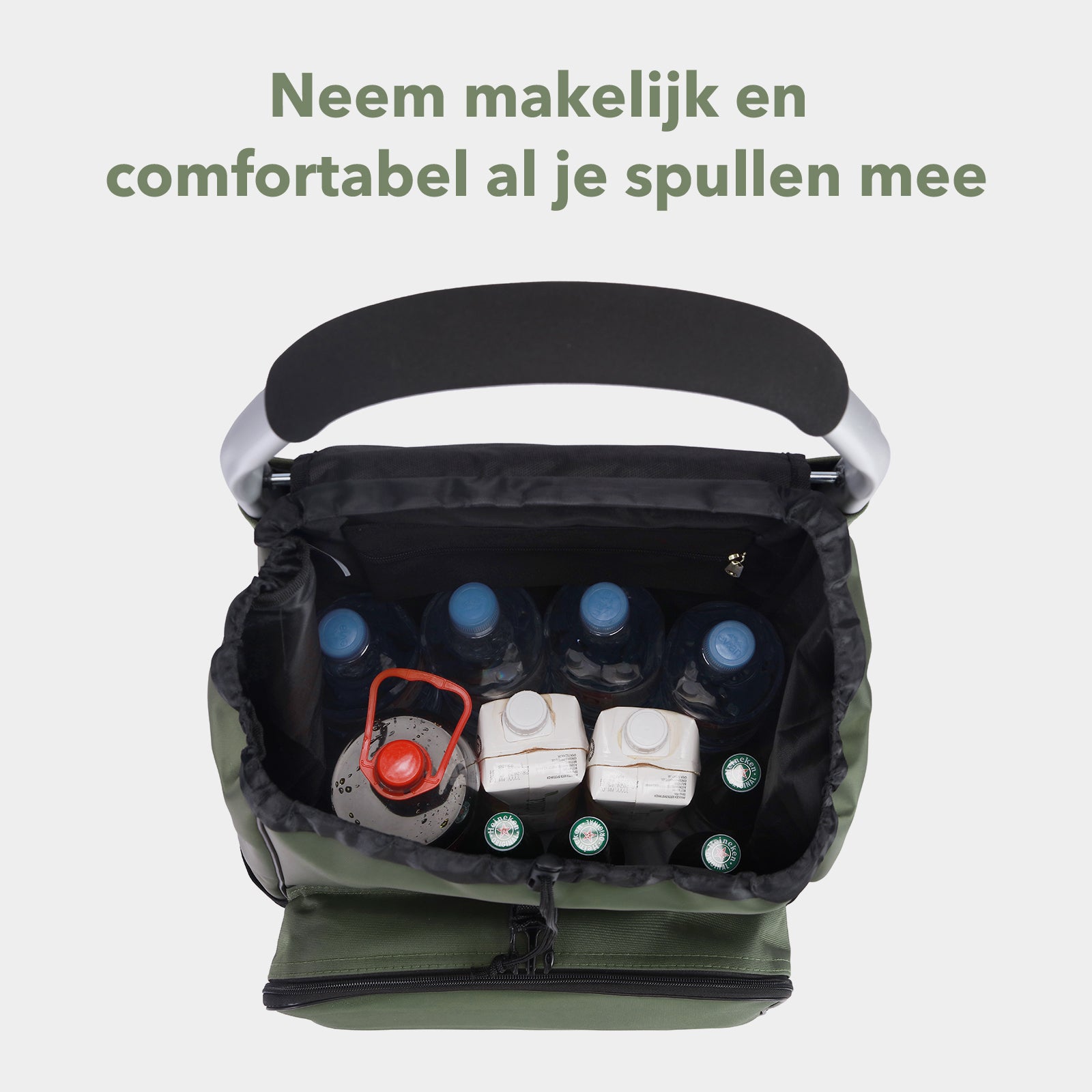 Boodschappentrolley Deluxe 50L met koelvak groen - boodschappenwagen - steekwagenfunctie