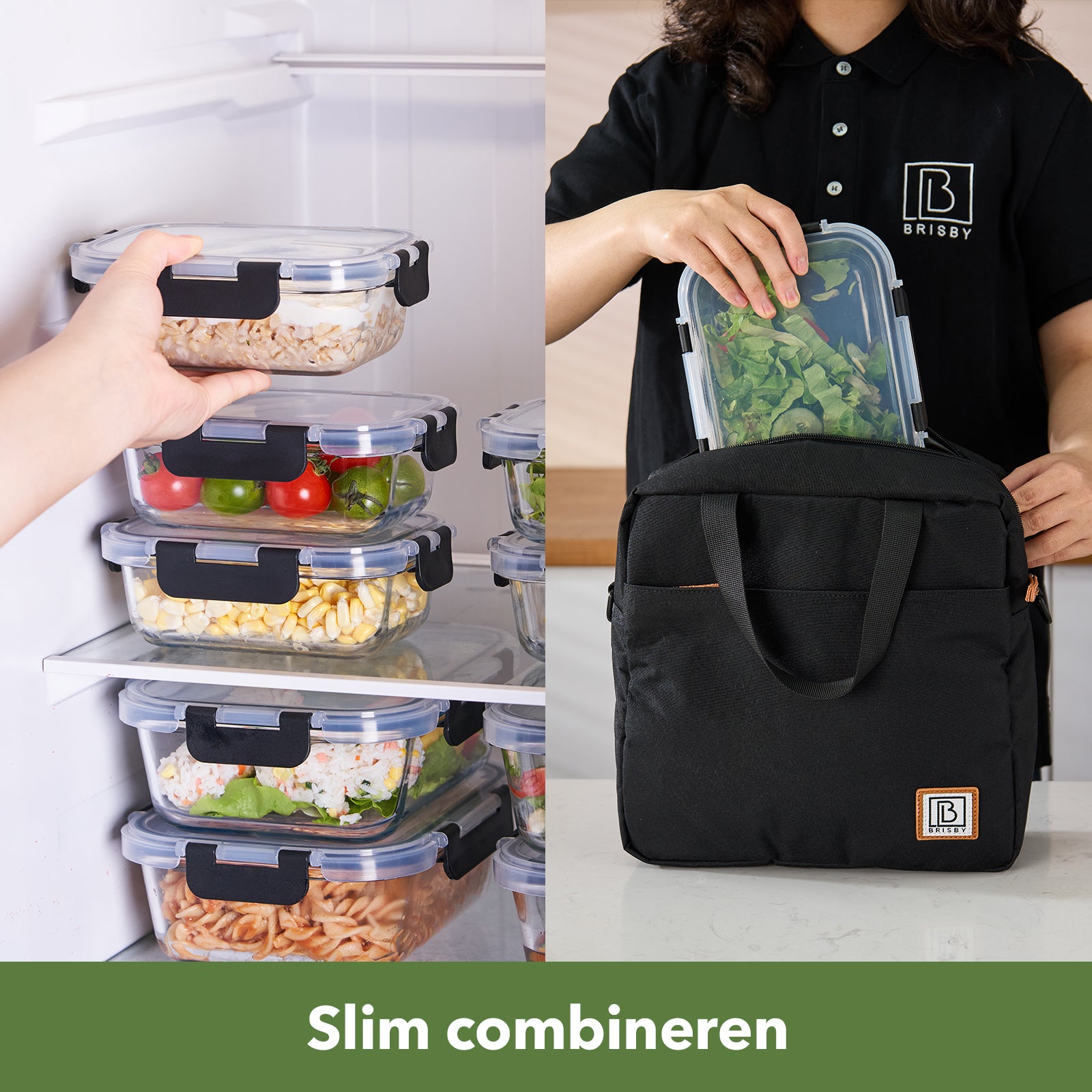 Bardi 10-delige set glazen vershoudbakjes 1060ml & 370ml - oven- magnetron- en vriezerbestendig, incl. 10 wondersponsen