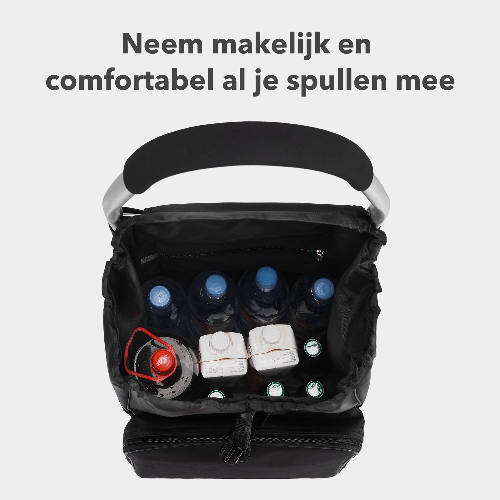 Boodschappentrolley Deluxe 50L met koelvak zwart - boodschappenwagen - steekwagenfunctie