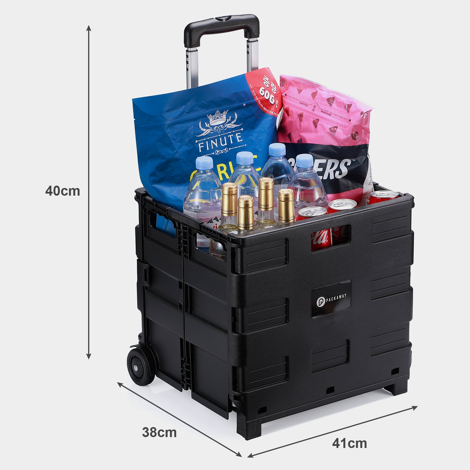 Packaway Boodschappentrolley 50L XL zwart - incl. deksel - 35 kg draagvermogen