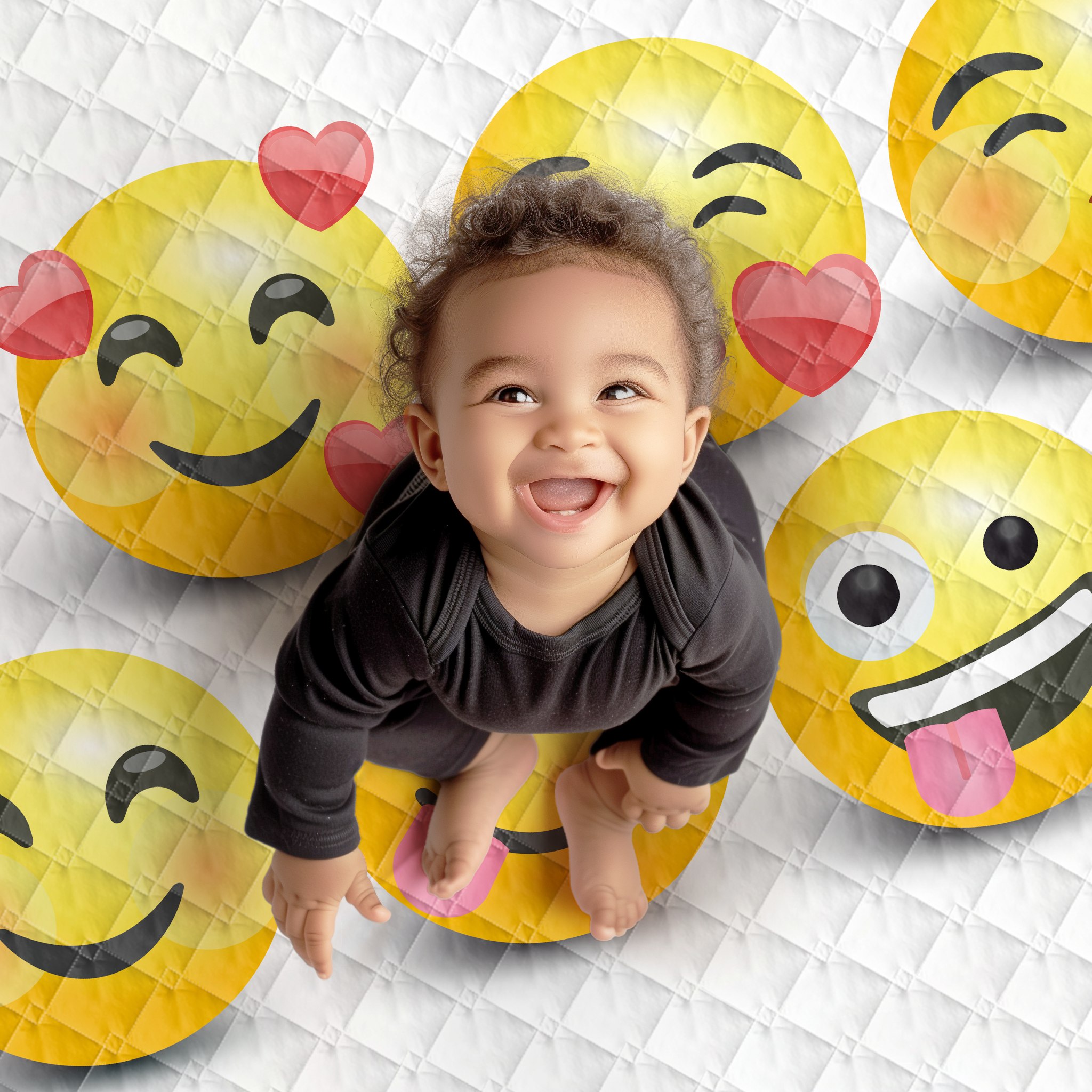 Play mat emoticons/smileys 150x200 - heavy quality - play mat - anti-slip - washable