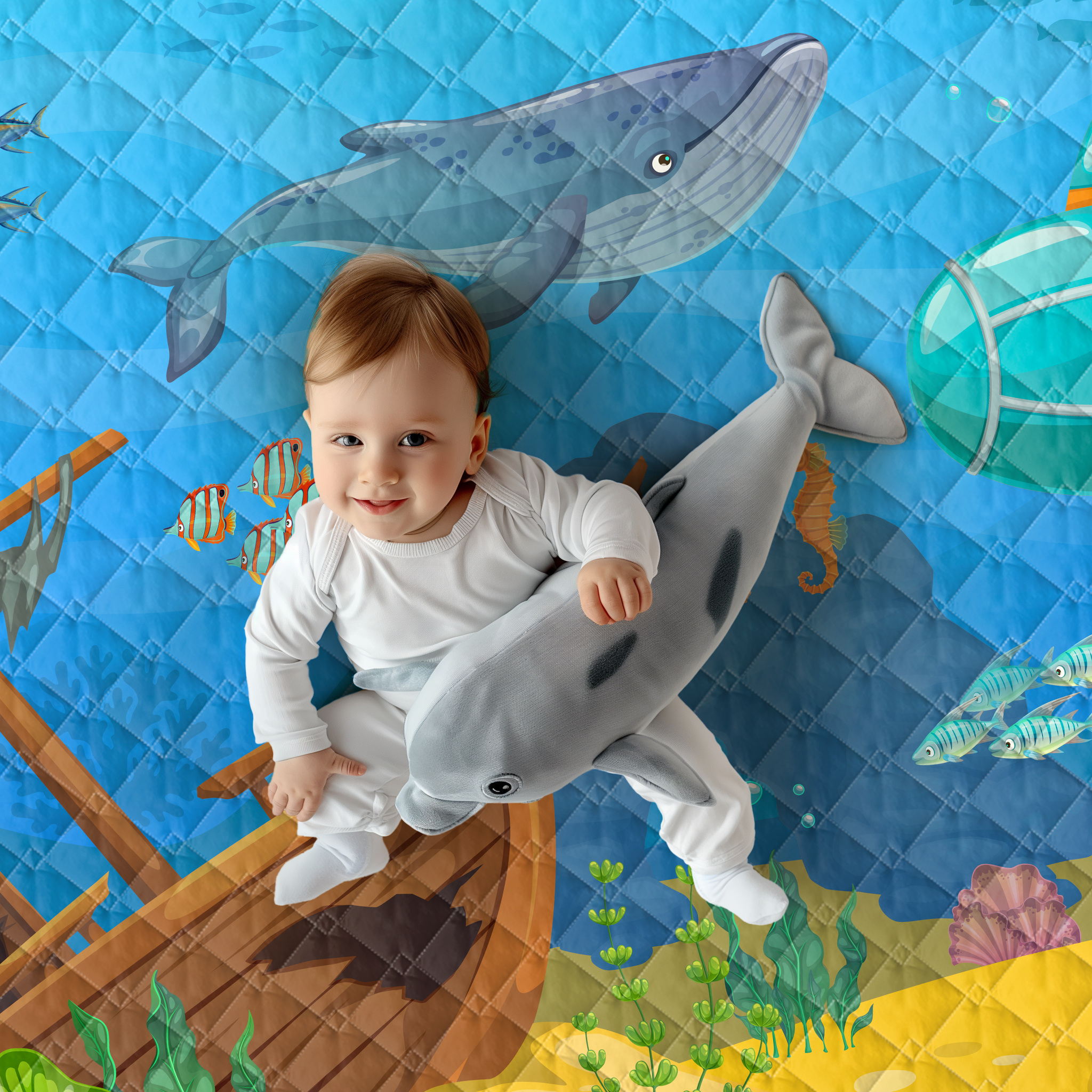 Play mat sealife 2 150x200 - heavy quality - play mat - anti-slip - washable
