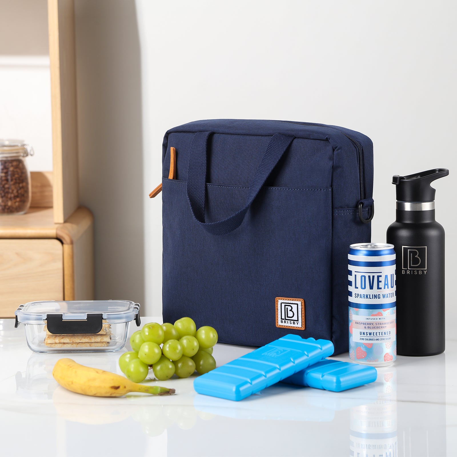 Brisby Koeltas Lunchtas 7L - Inclusief 2 Koelelementen & Schouderband - Blauw