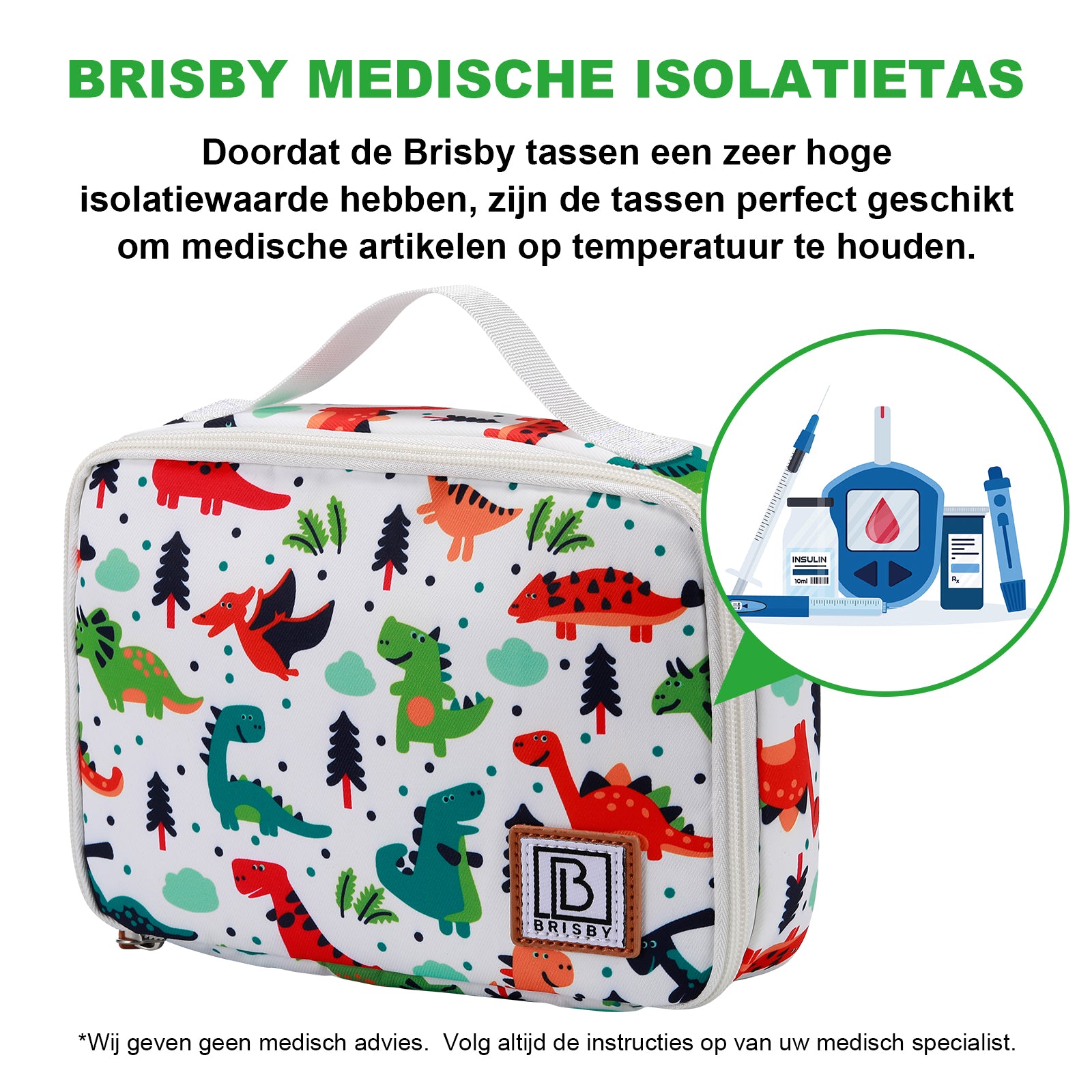 Cooler bag 2.5L dinosaur - 4-layer insulated - free cooling element