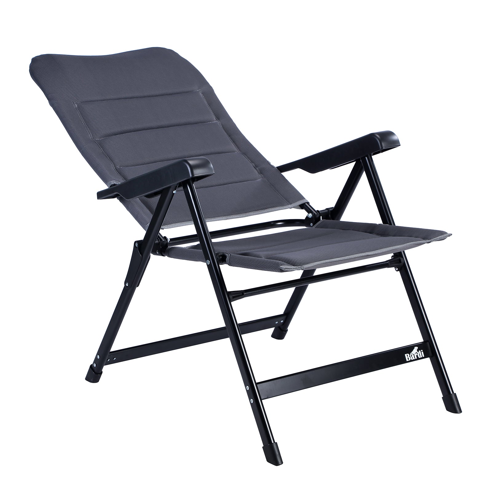 4-delige luxe campingstoelen set - 7 standen - 120 kg draagvermogen - lichtgewicht - grijs