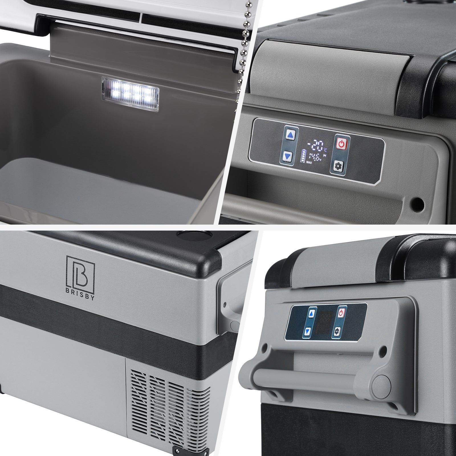Brisby Compressor koelbox 40,5L grijs + 8L koelbox set - incl. 2x 1,2L thermosbeker
