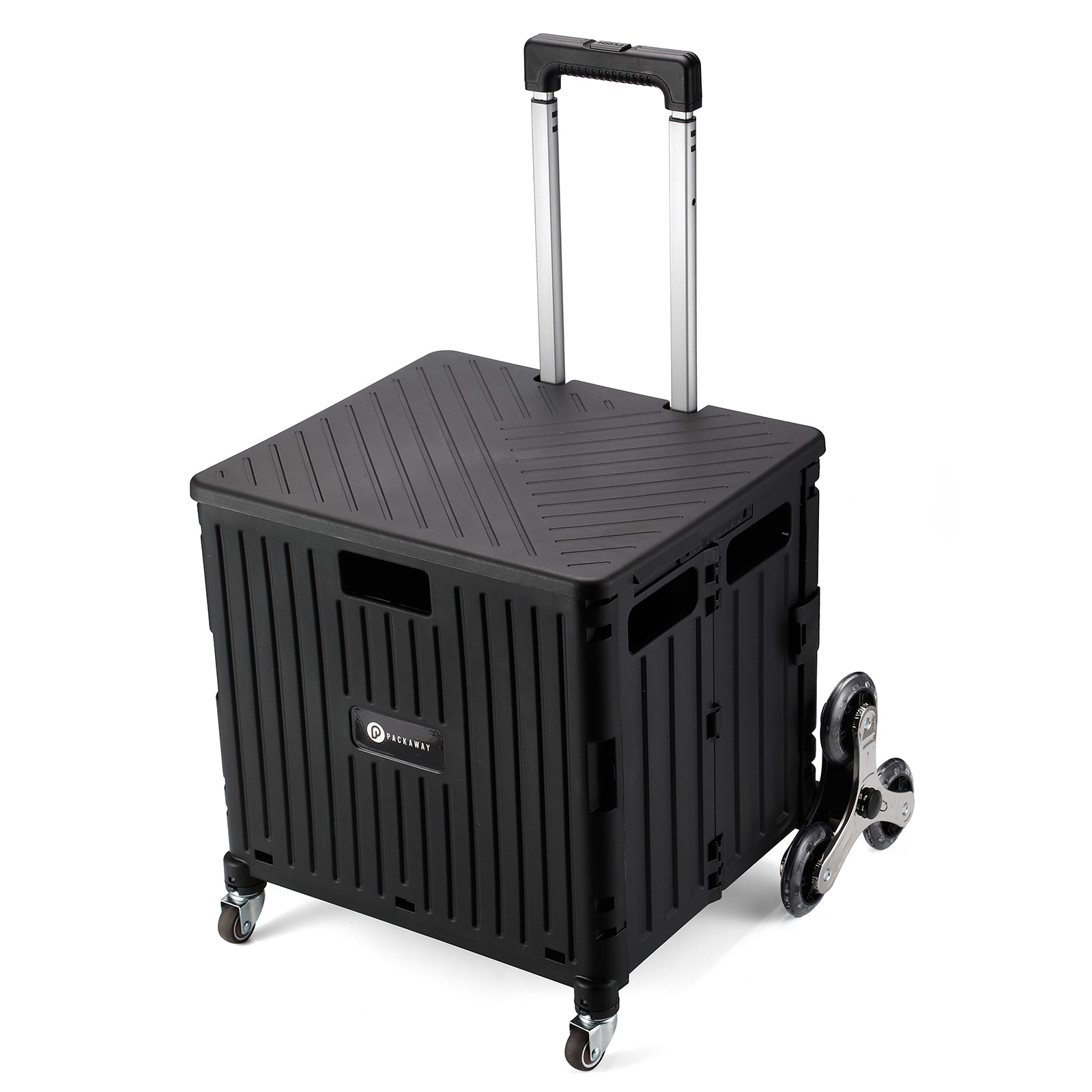 Packaway Boodschappentrolley 50L XL zwart - incl. trapwielen, deksel - 35 kg draagvermogen