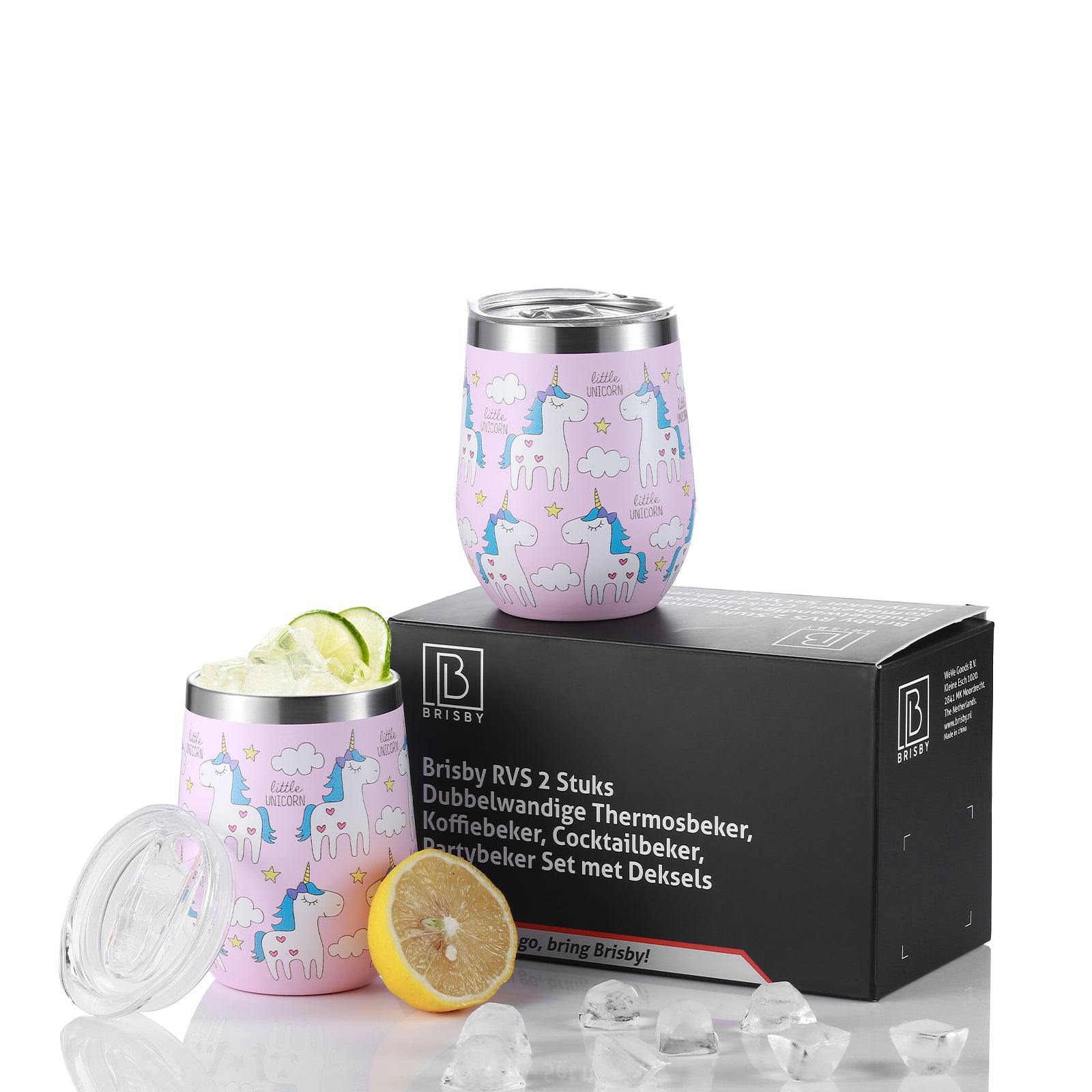 Bardi Thermosbekers 0,3L RVS unicorn set - incl. deksels - dubbelwandig