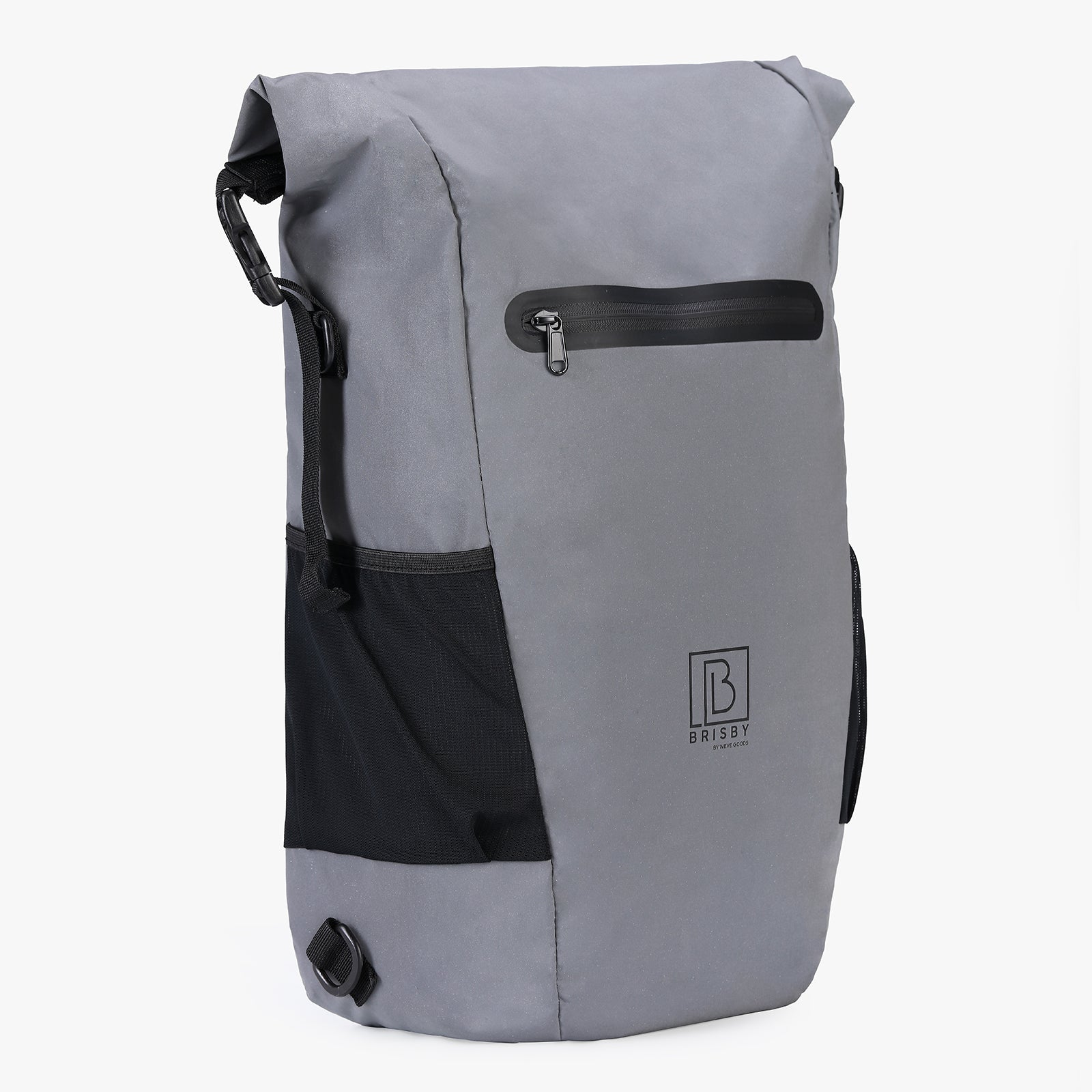 3 in 1 waterproof rolltop bicycle bag set 40-52L gray - 100% reflection - high visibility - bicycle bag - backpack - shoulder bag
