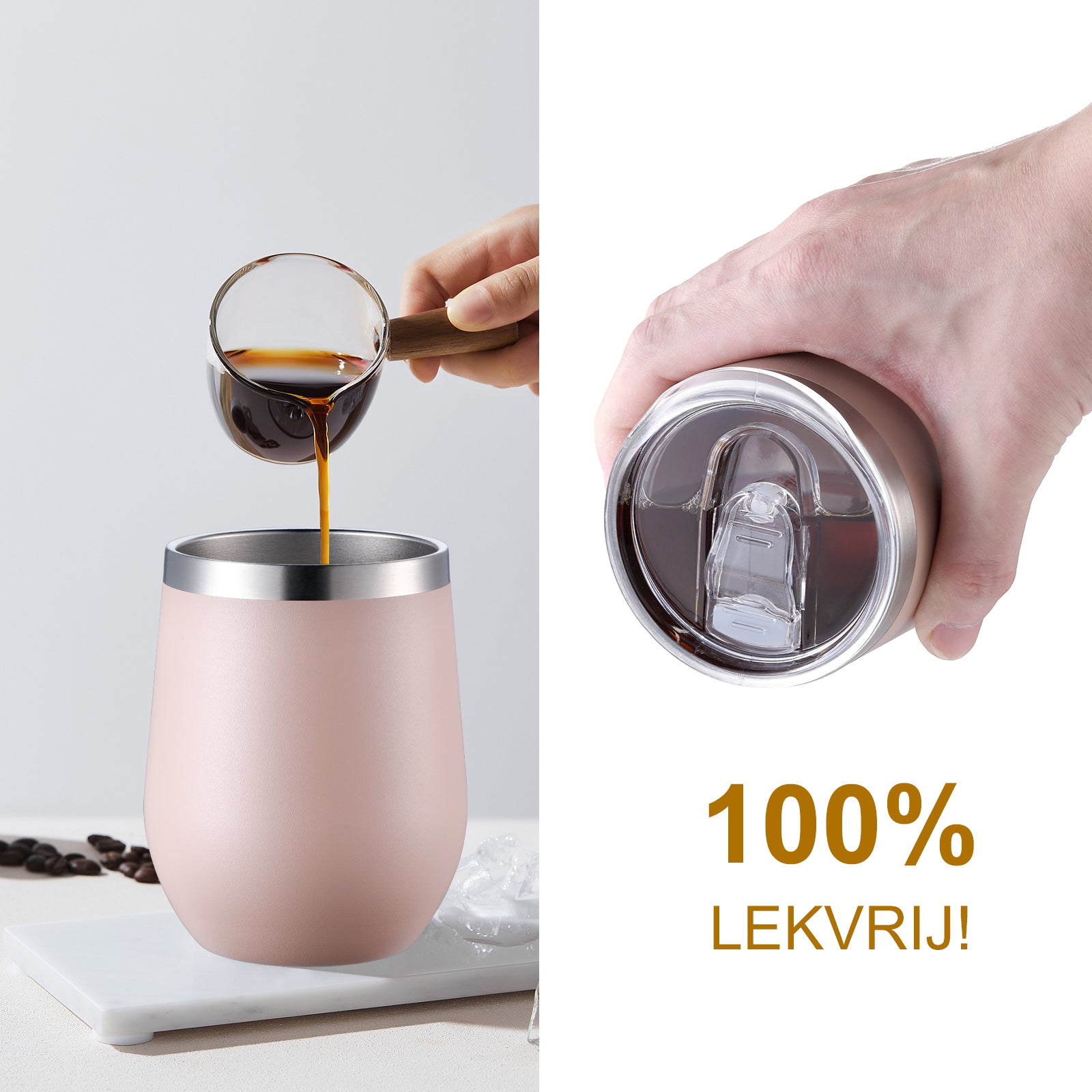 Bardi Thermosbekers 0,3L RVS roze set - incl. deksels - dubbelwandig