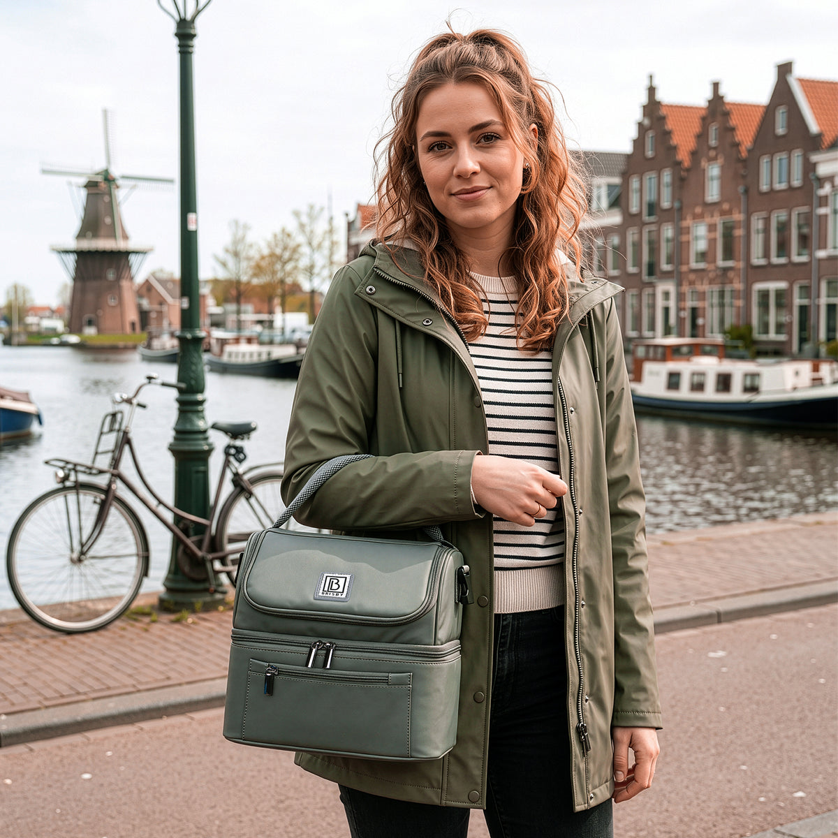 Brisby Koeltas 11 Liter - Lunchtas - Inclusief 2 Koelelementen - Dubbel Compartiment - 4-Laags Geïsoleerd - Waterafstotend - Misty Green