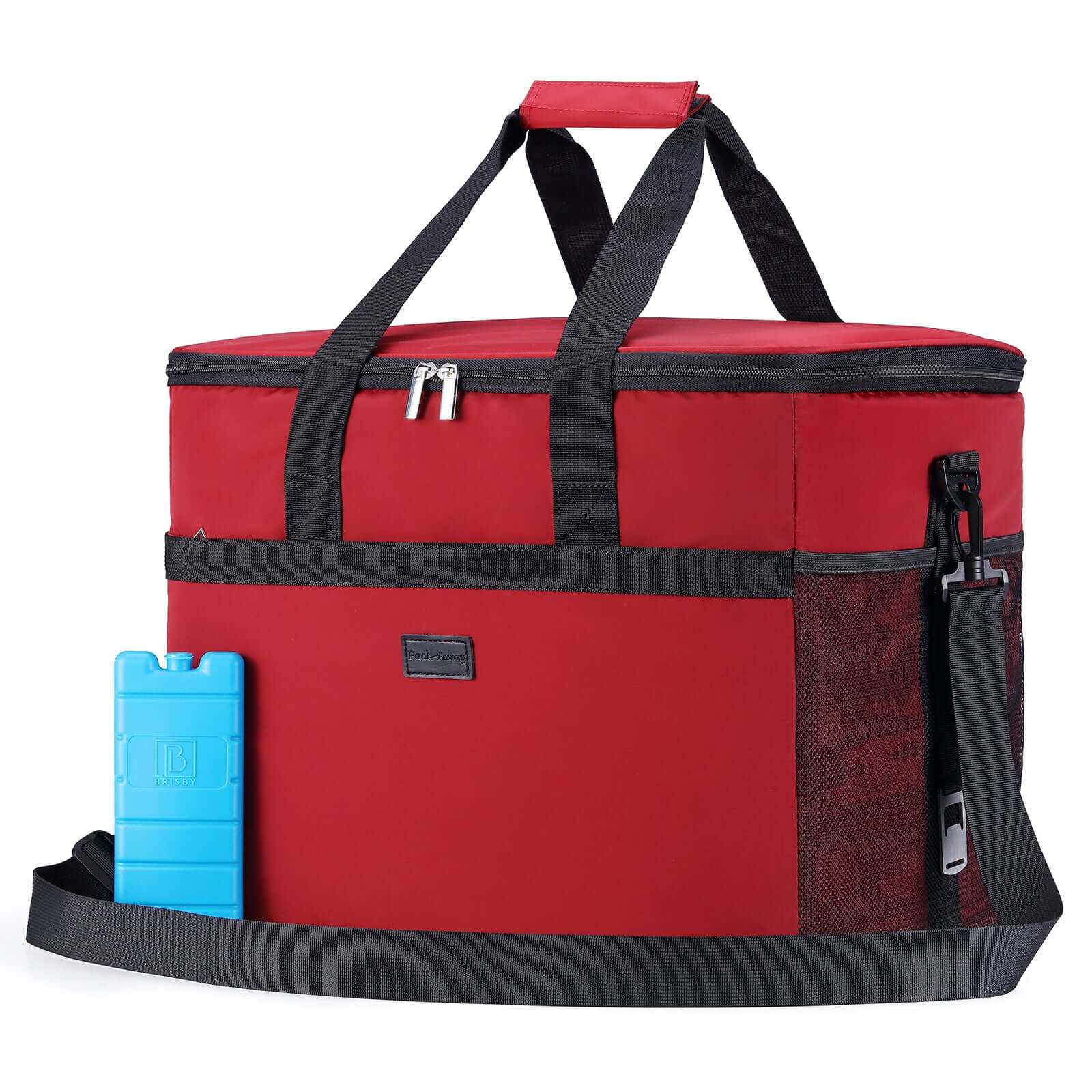 Koeltas 40L rood - Lunchtas - opvouwbaar - 4-laags geïsoleerd - incl. 4 gratis koelelementen en draagband