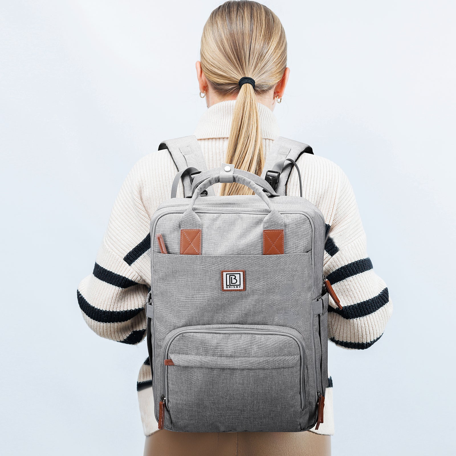 Brisby Rugtas unisex LTO lichtgrijs - waterafstotend - laptopvak - handbagage