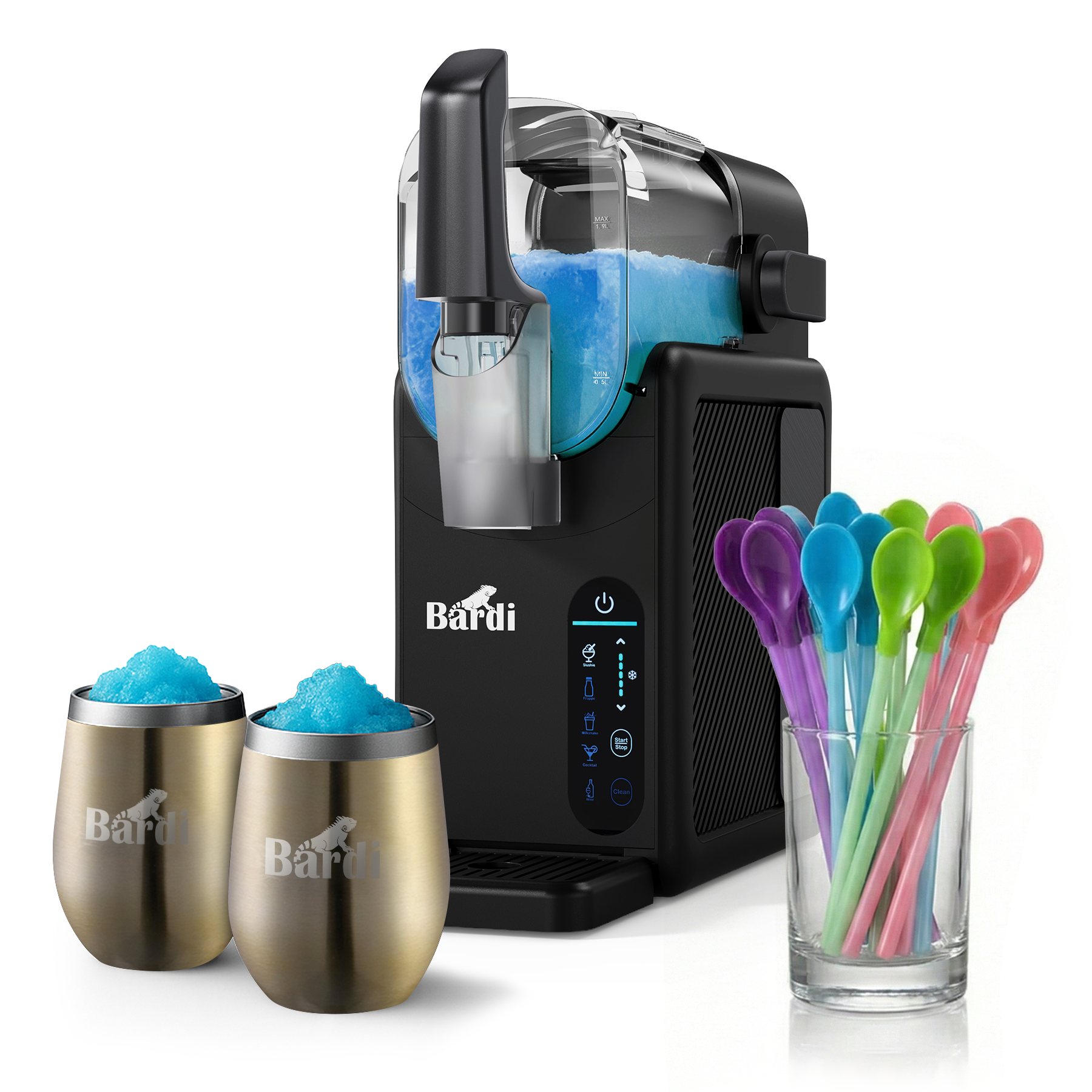 Bardi Slushmachine 2,6L + 2 thermoscups goud set - 7-in-1