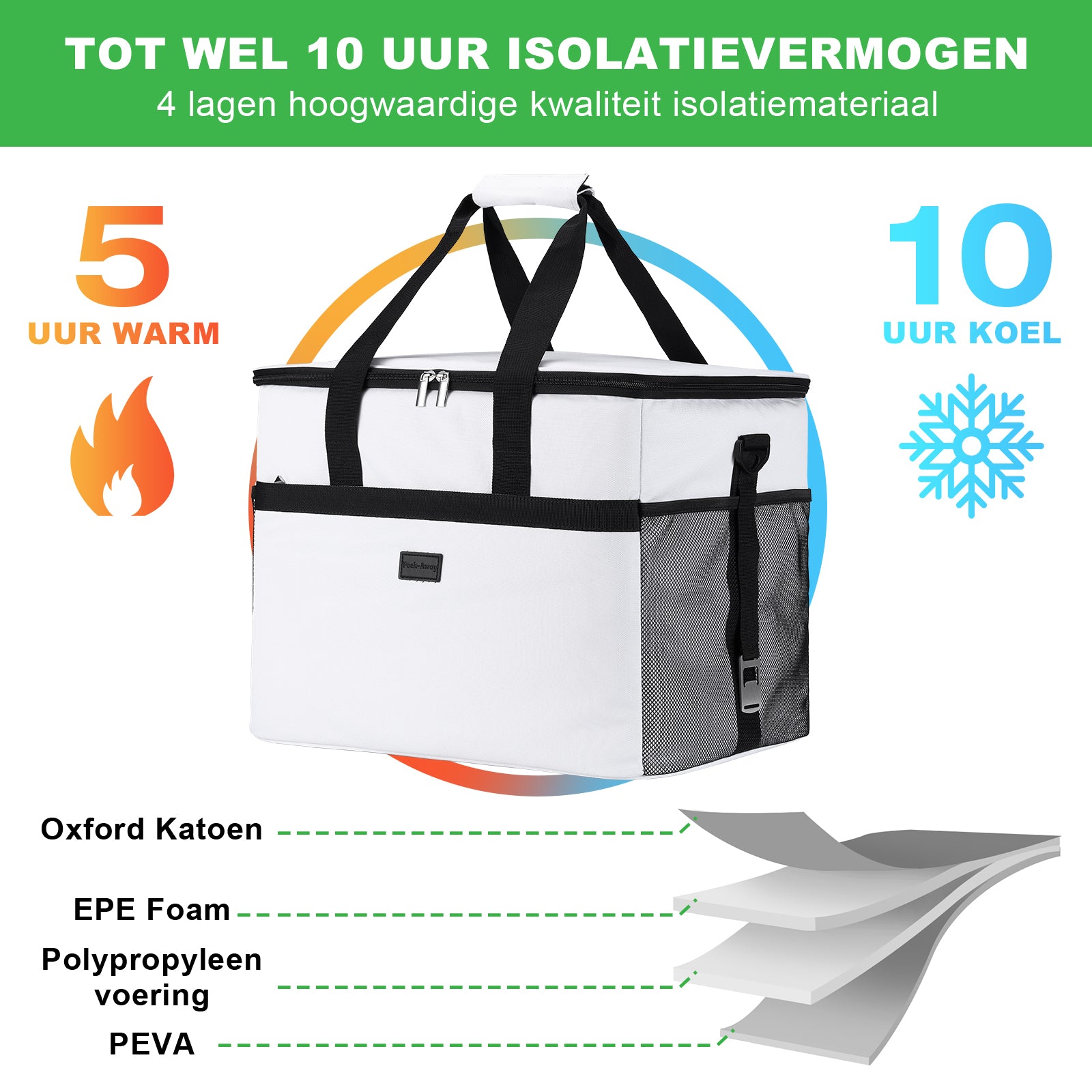 Packaway Koeltas 40L wit - incl. 6 koelelementen, draagband
