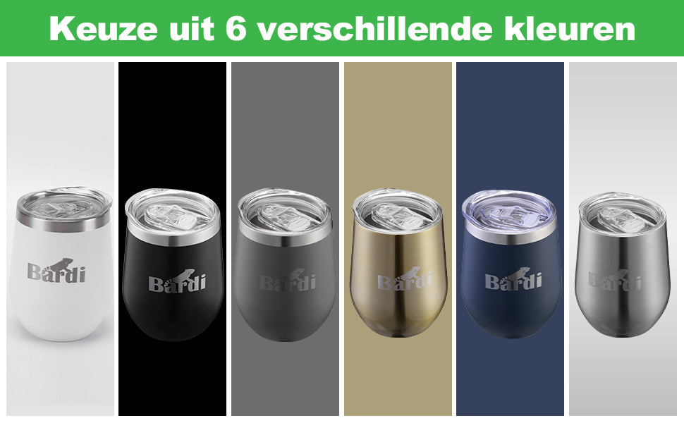 Bardi Thermosbekers 0,3L RVS zwart set - incl. deksels - dubbelwandig