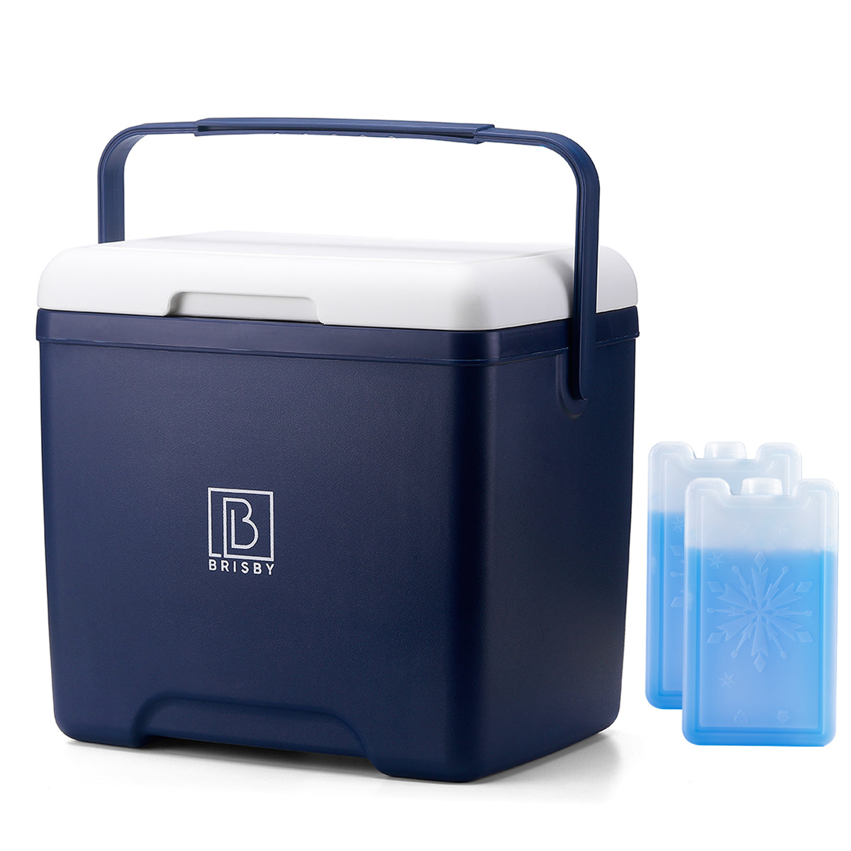 Brisby Koelbox - Frigobox - 13L- Blauw - Tot maximaal 40 uur isolatie - Incl. 2 dikke koelelementen van 450ml - Met koelelementen vergrendeld in deksel en Brisby 500ml Zwarte Dubbelwandige Thermosfles