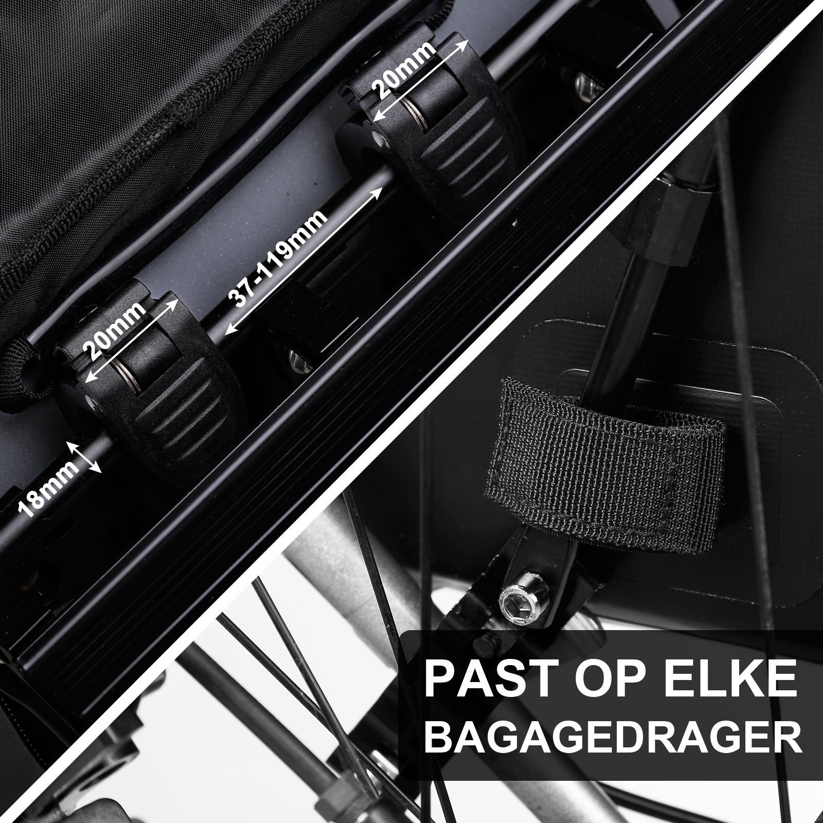 3 in 1 waterproof rolltop bicycle bag 20-26L black - reflective - high visibility - bicycle bag - backpack - shoulder bag