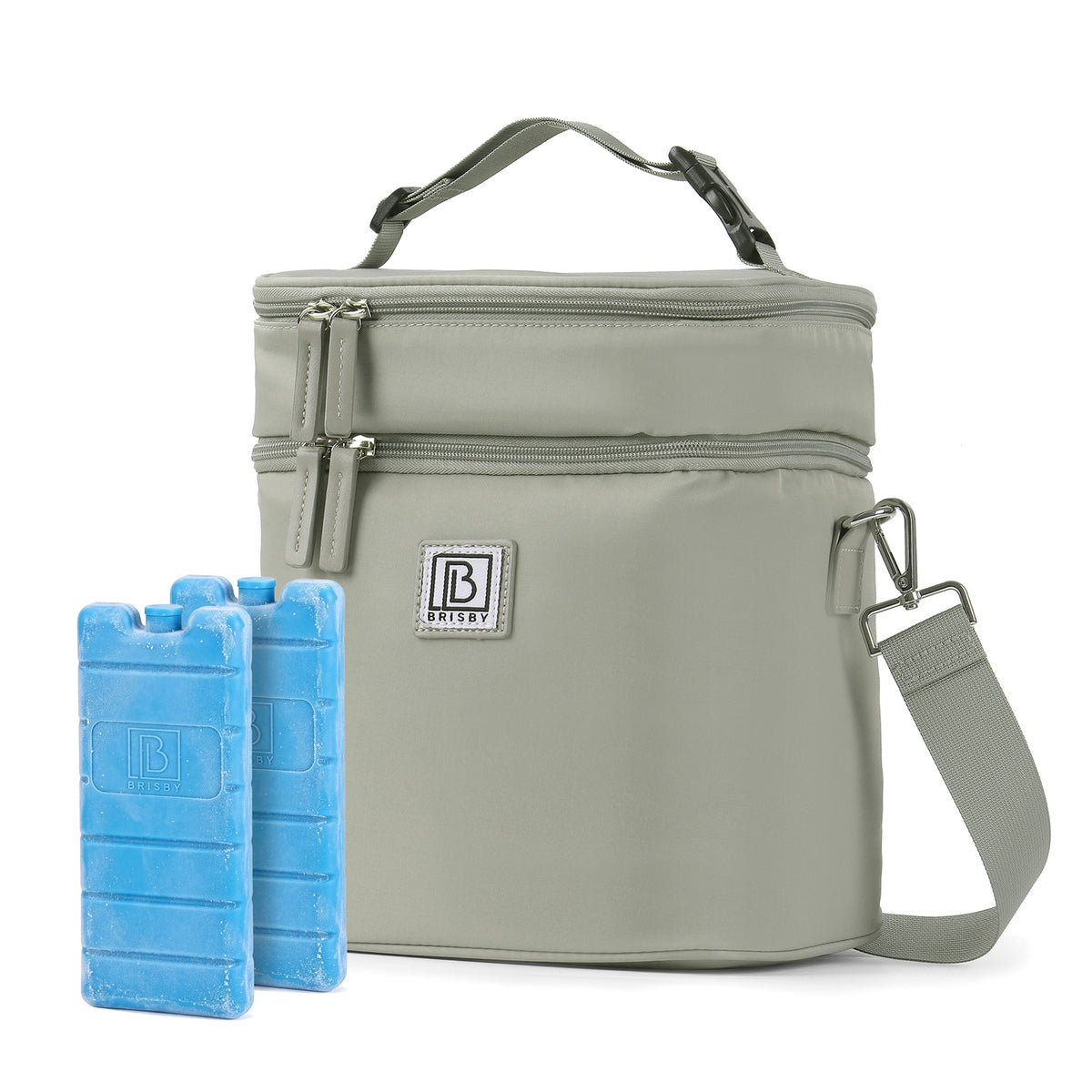 Brisby Koeltas 12 Liter – Lunchtas voor Werk & Onderweg – 2 Geïsoleerde Vakken – Inclusief 2 Koelelementen – Tot 10 Uur Koel - Sage Green