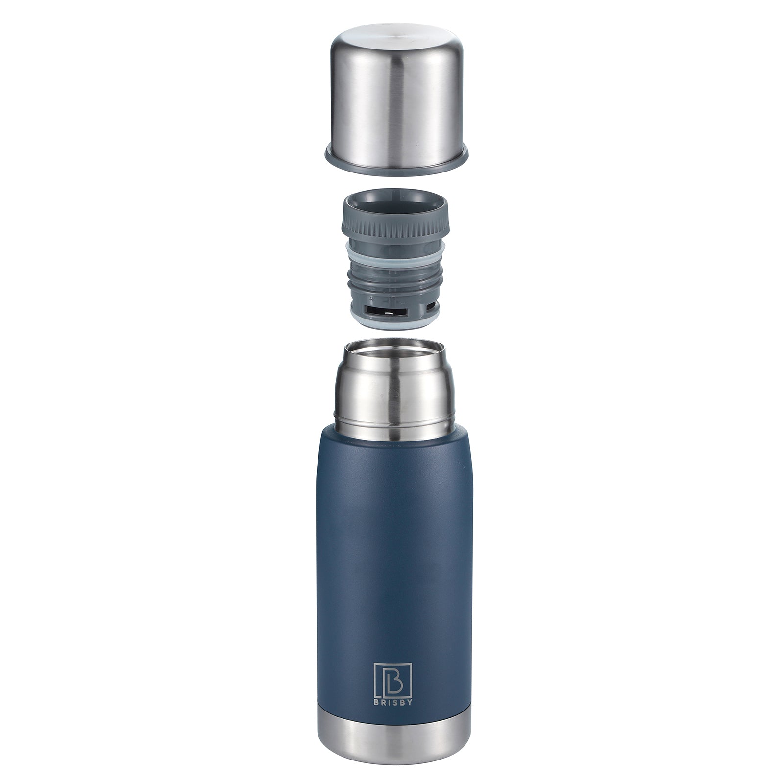 Brisby Stainless Steel Thermos Flask 500ml Blue - Thermos Cup - Thermos Jug - Insulated Flask - BPA Free - 24 Hours Cold - 12 Hours Hot