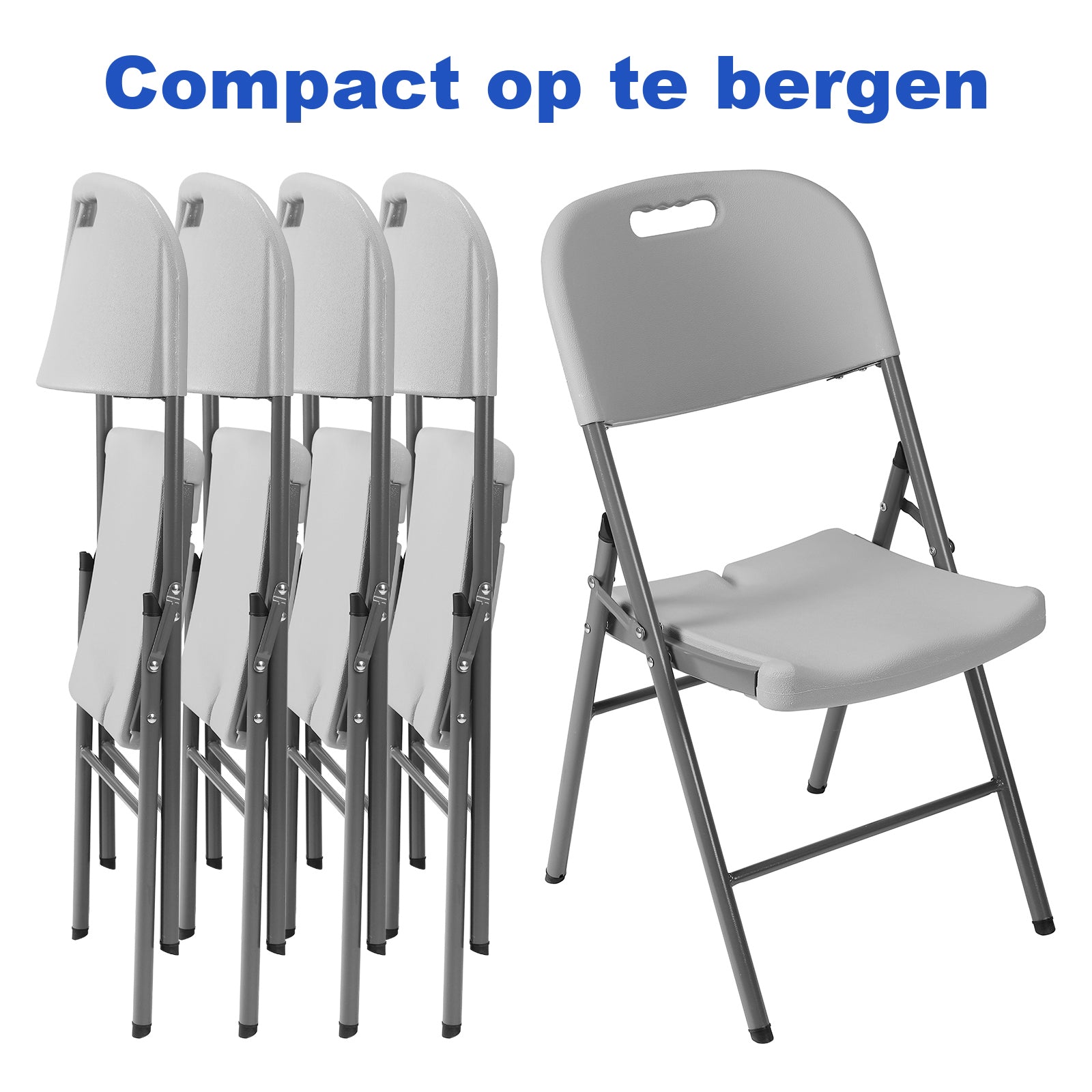 Bardi 4-delige Klapstoelen set stevig grijs - 200 kg draagvermogen