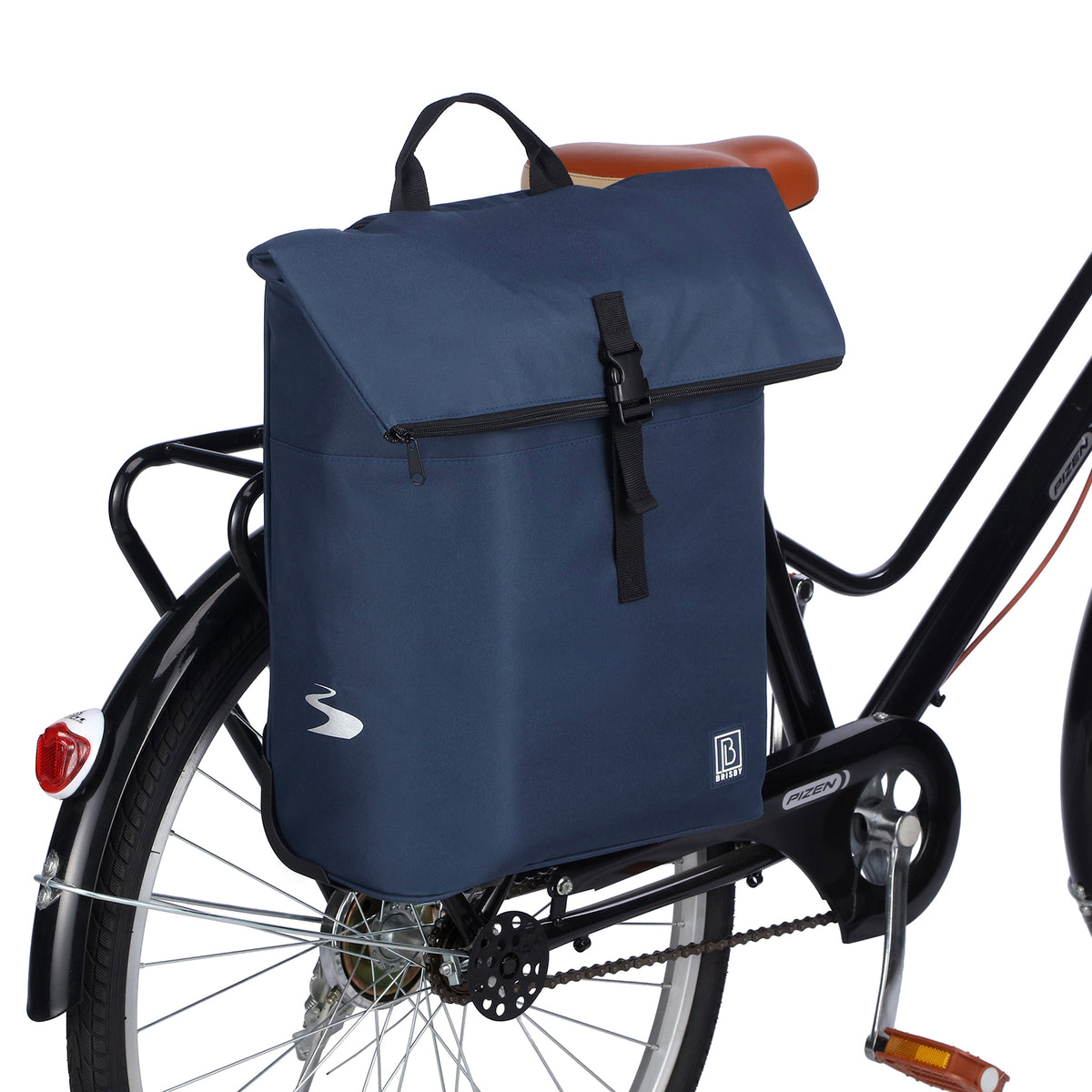 Fietstrolley Tas 2-in-1 Fietstas en Trolley Zwart 18-28L Laptopvak Verstelbare Hendel Bevestigingssysteem - Blauw