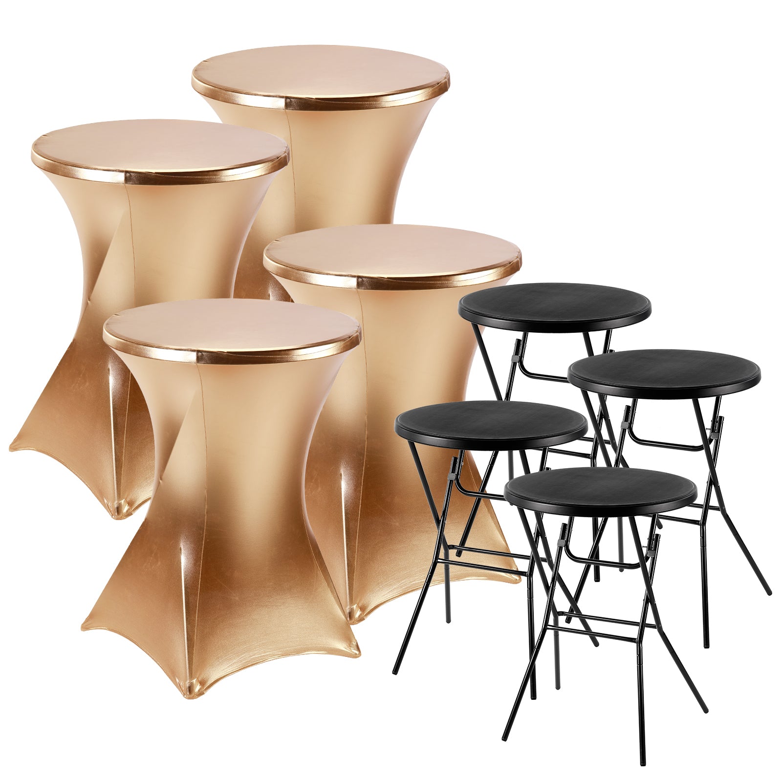 Bardi Stretch Statafelhoes - Statafelrok 4 Stuks - 60 x 75 cm. Goud