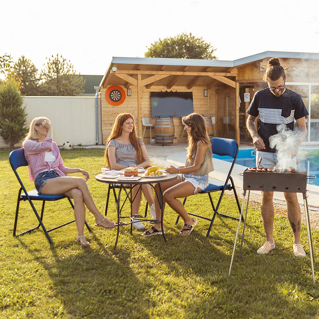 Bardi 8-delige Klapstoelen set PVC blauw - 100 kg draagvermogen
