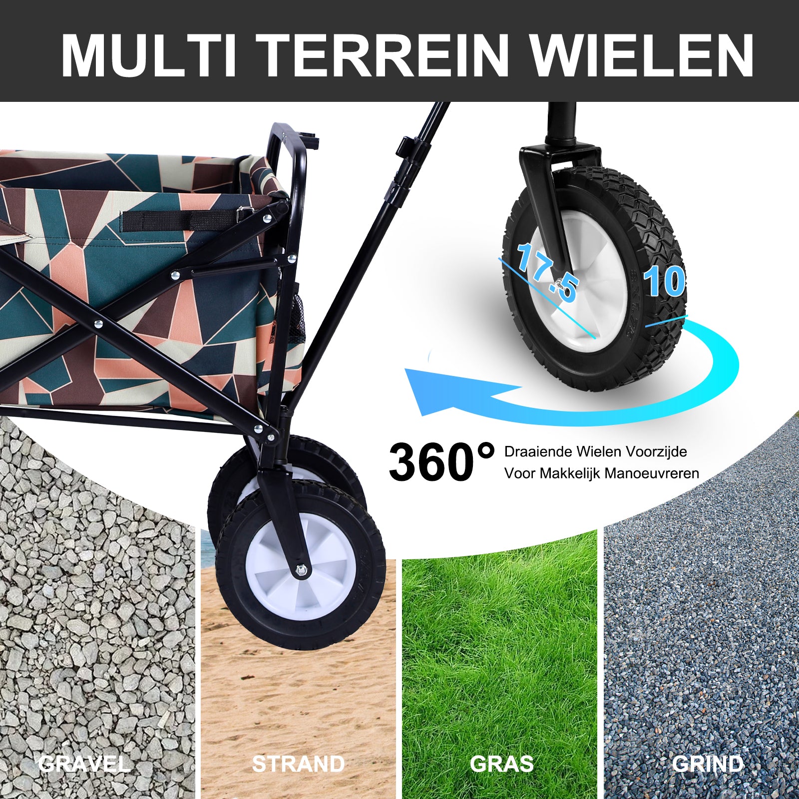 Packaway Bolderkar 70kg abstract colours - opvouwbaar - wasbaar