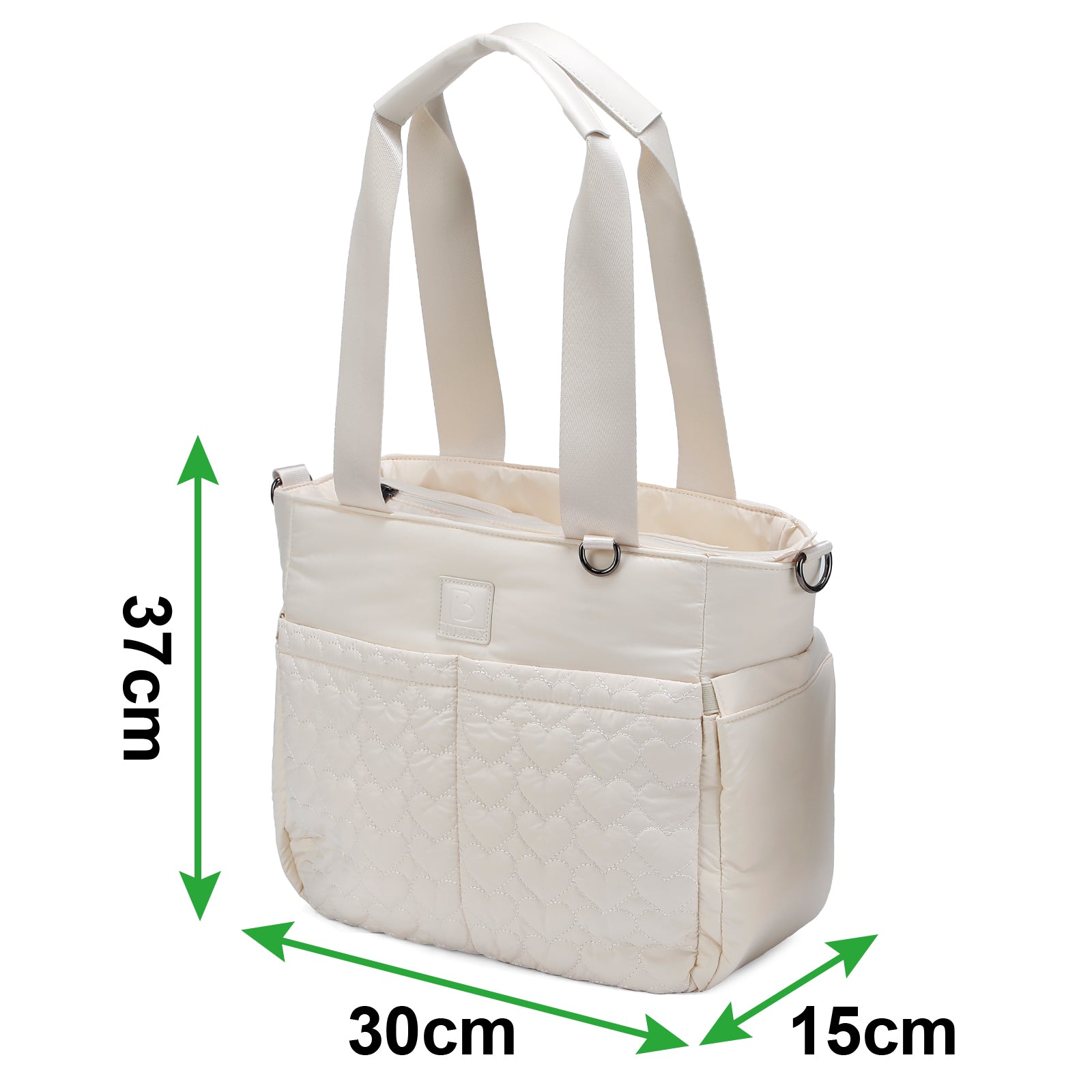 Florence diaper bag 17L cream - shoulder bag, changing bag - hard-wearing - incl. cool bag, changing mat and stroller hooks - nylon