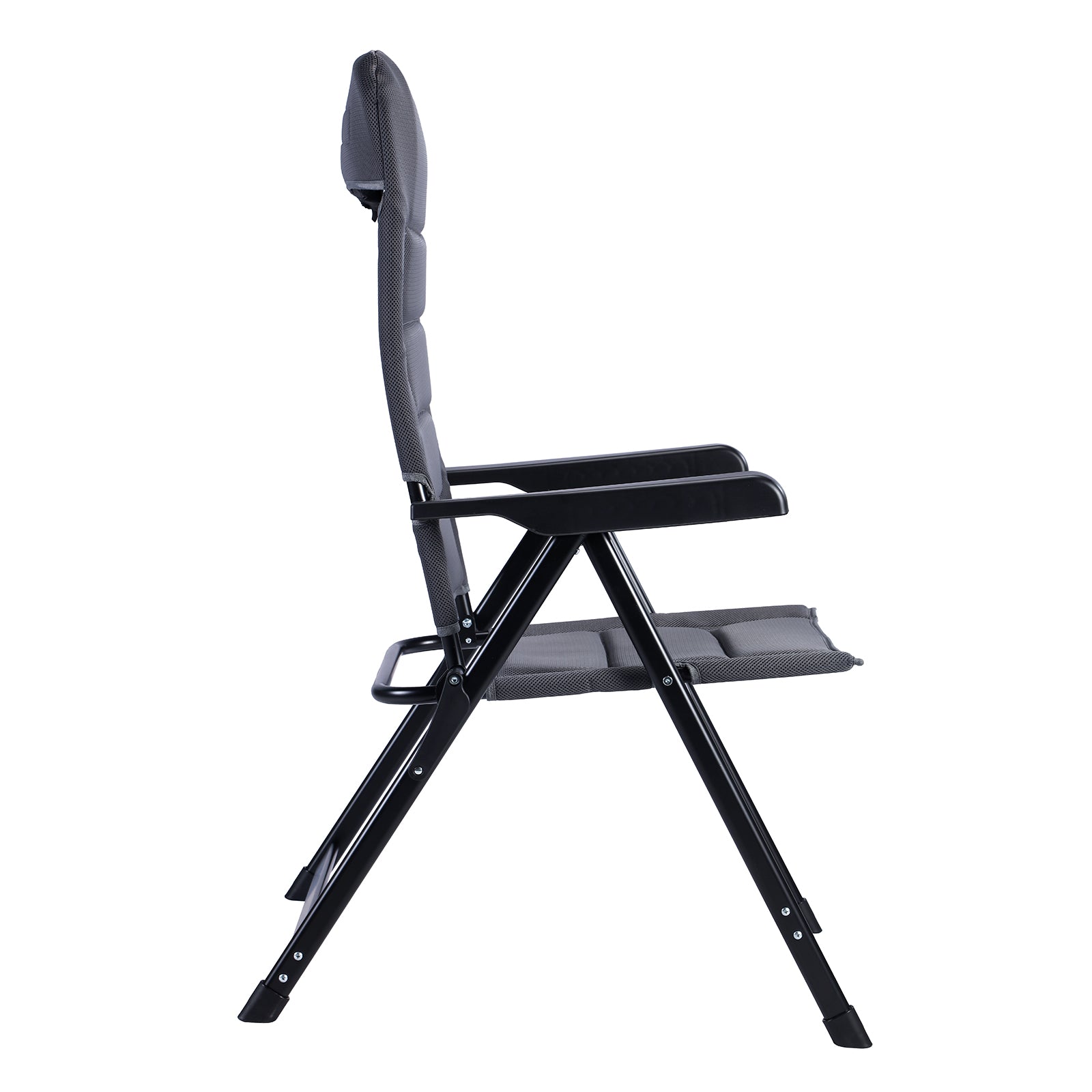 4-delige luxe campingstoelen set - 7 standen - 120 kg draagvermogen - lichtgewicht - grijs