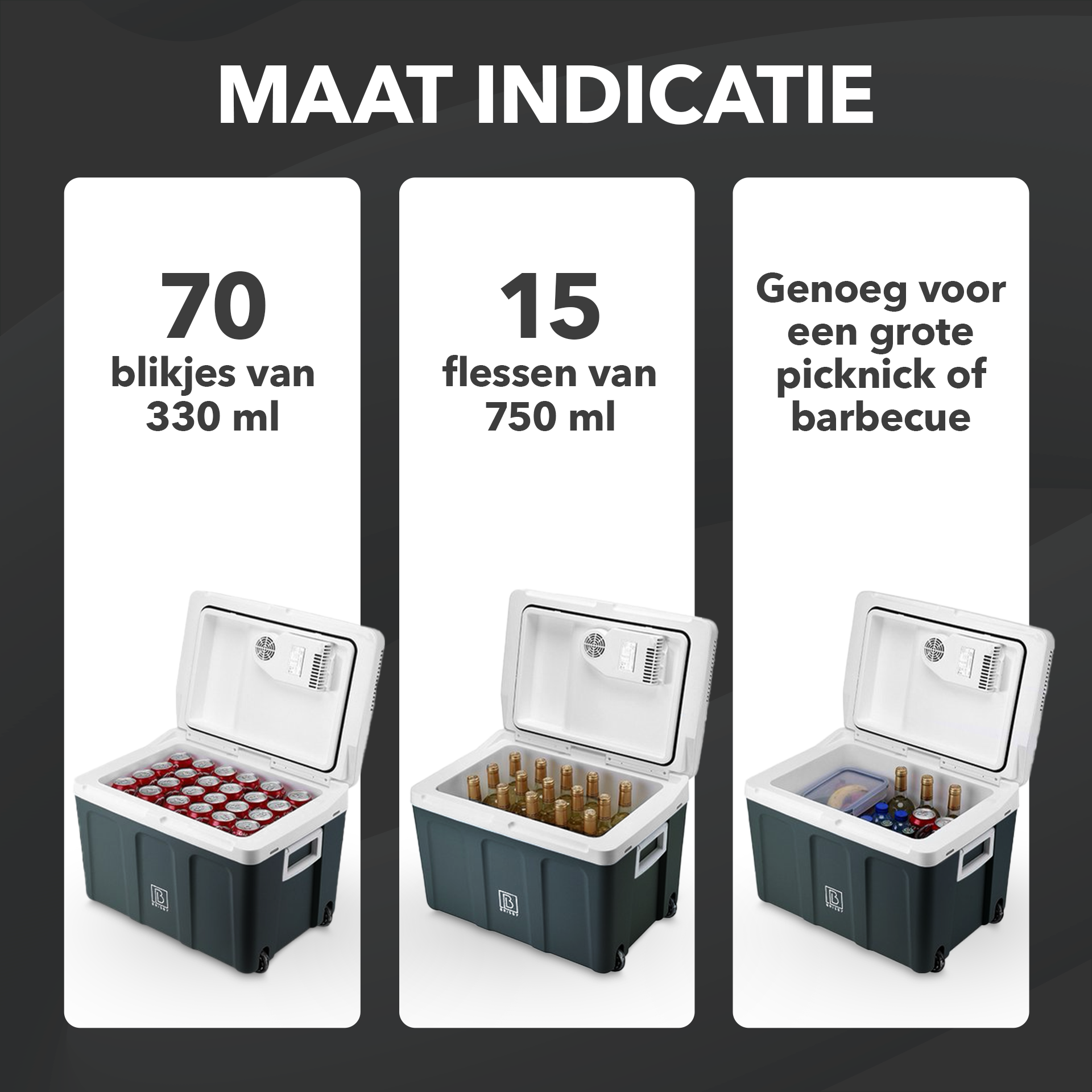 Electric cool box 40L black incl. FREE 8L cool box - AC/DC 12V, 220/230V - incl. divider