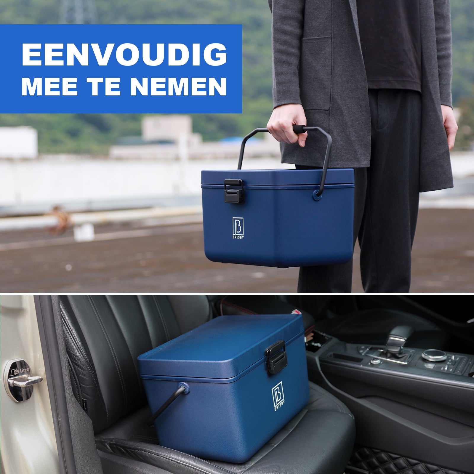 Koelbox 12L met handvat blauw - Dividers - snijplanken - tot maximaal 40 uur isolatie - incl. 2 koelelementen van 200ml