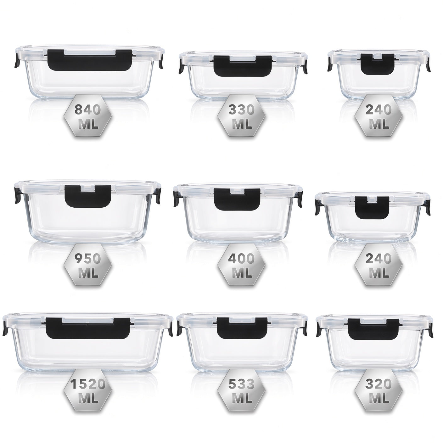 Bardi 12-Delige Glazen Vershoudbakjes – Meal Prep Bakjes Glas met Deksel – BPA & PFAS Vrij – Luchtdicht – Incl. 40 Bardi Prep & Store Labels + 10 Wondersponzen – 6,79L