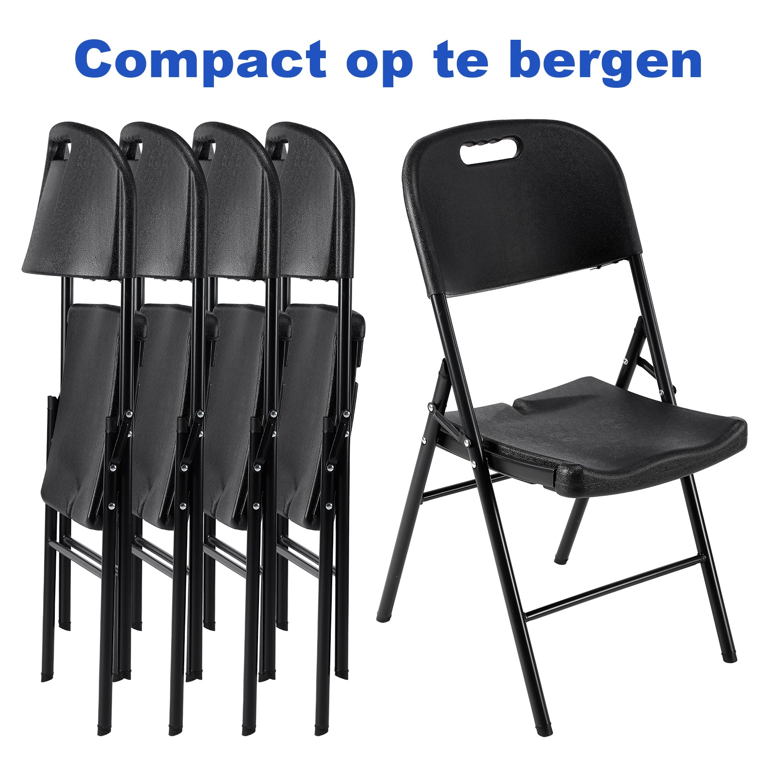 Bardi 8-delige Klapstoelen set zwaar zwart - 200 kg draagvermogen