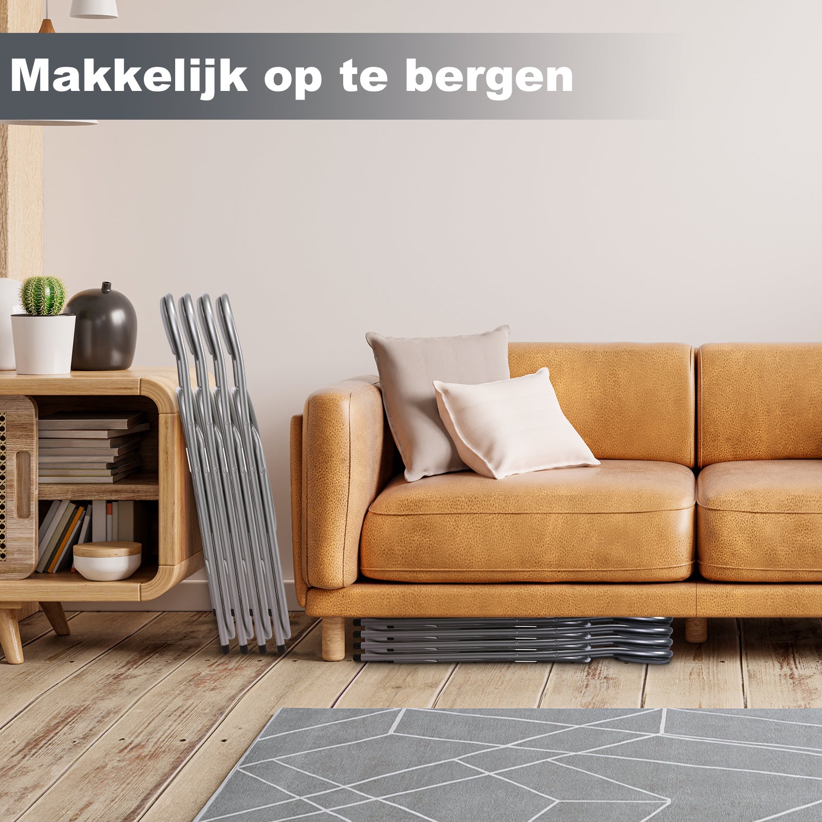 Bardi 2-delige Klapstoelen set PVC grijs - 100 kg draagvermogen