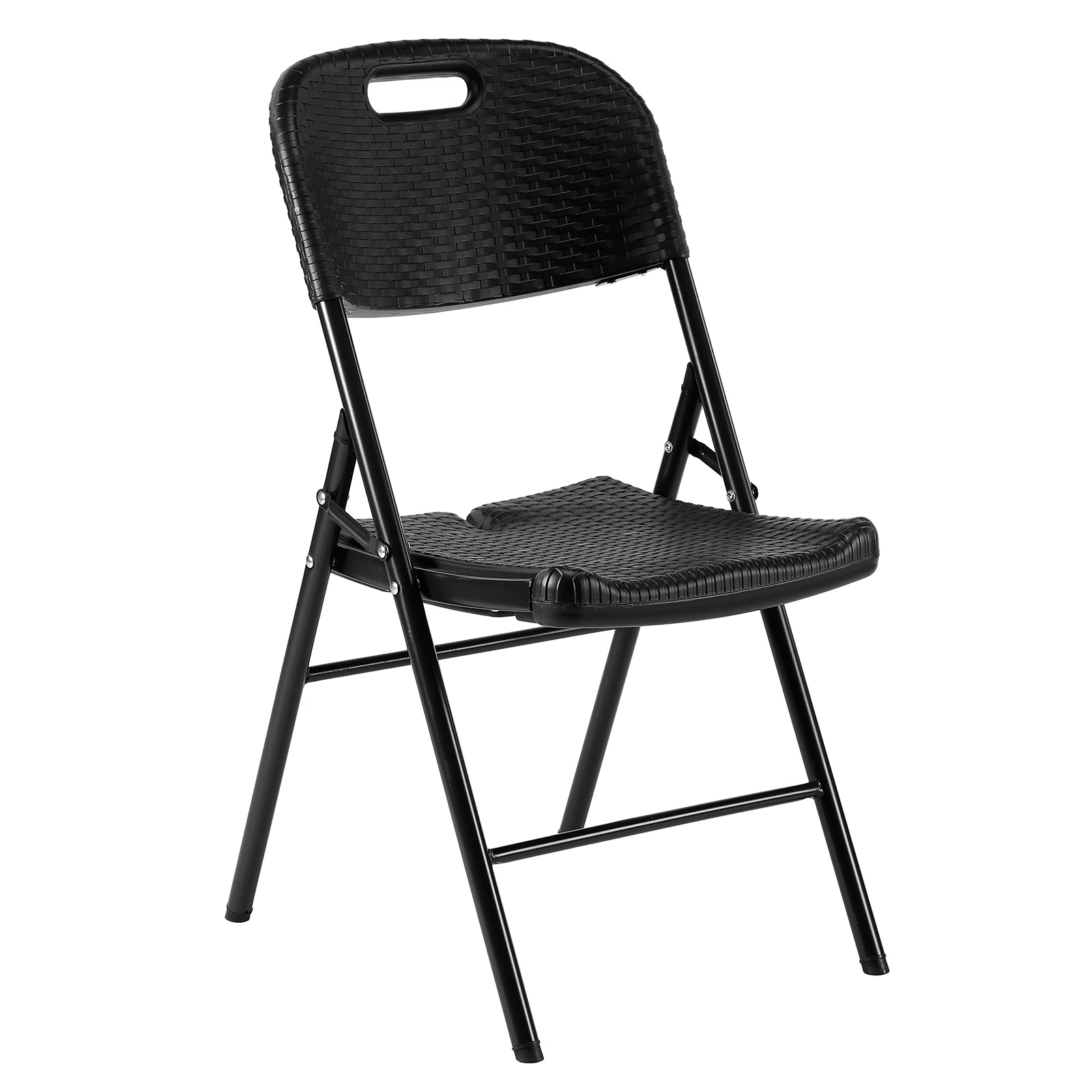 Bardi 4-delige Klapstoelen set zwaar rotan zwart - 200 kg draagvermogen